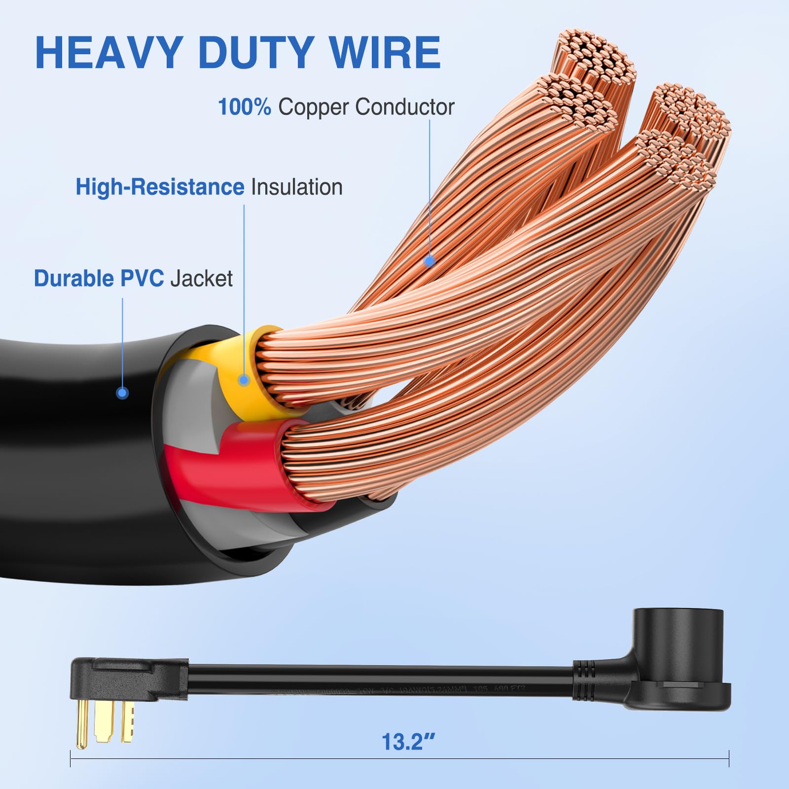 Nilight EV Dryer Adapter Cord 30 Amp 4 Prong 125V/250V, Heavy Duty 10 Gauge, 14-30P to 10-30R, Black, Model