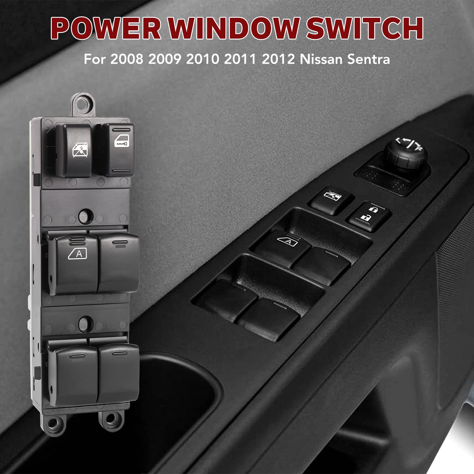 25401-Zj60A Driver Side Master Power Window Switch Replacement For Nissan Sentra 2008 2009 2010 2011 2012, Replace# 25401-Zn50C