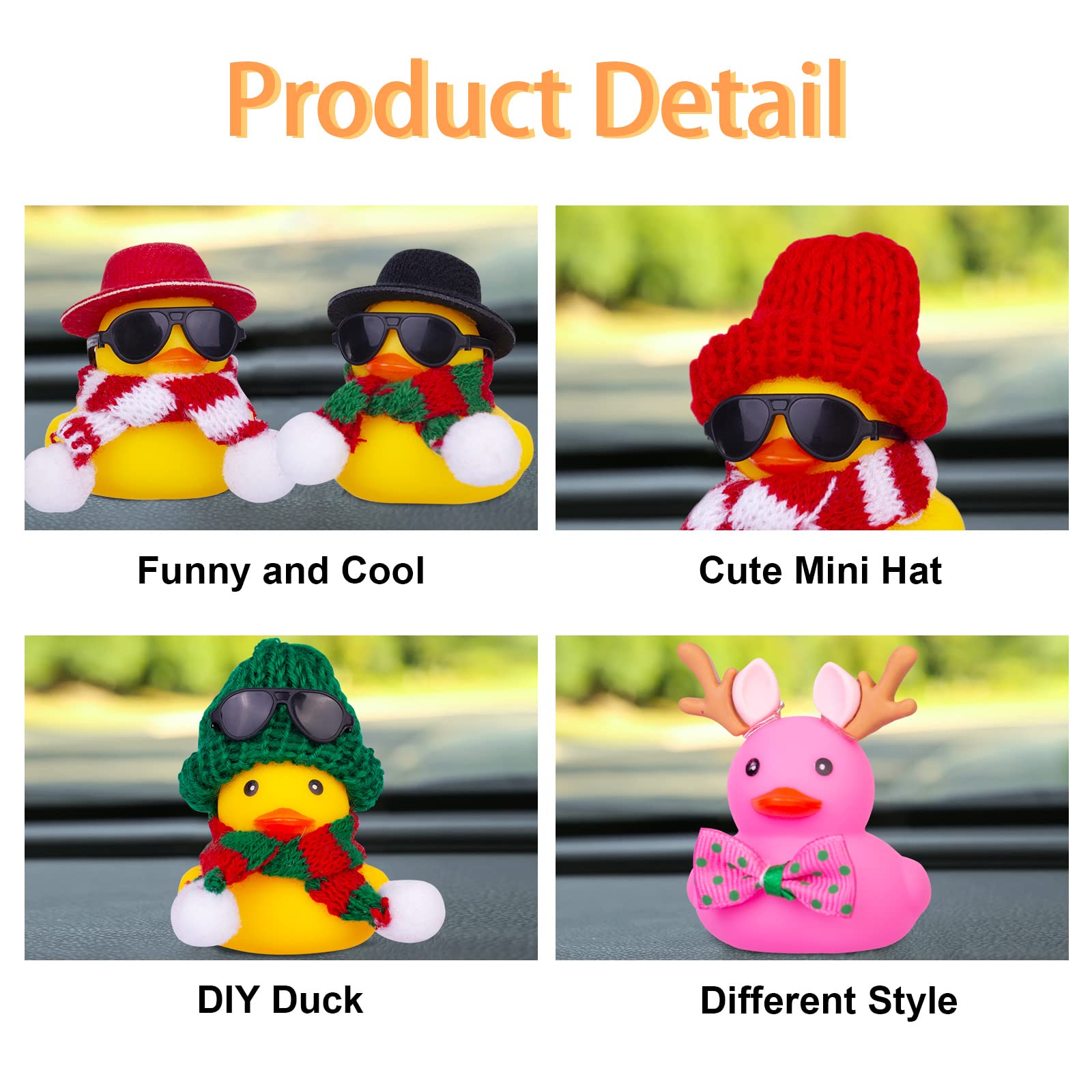 Mumyer Winter Duck Car Ornaments, Rubber Duck Car Dashboard Decorations Accessories With Mini Hat, Sunglasses, And Scarf(B19)