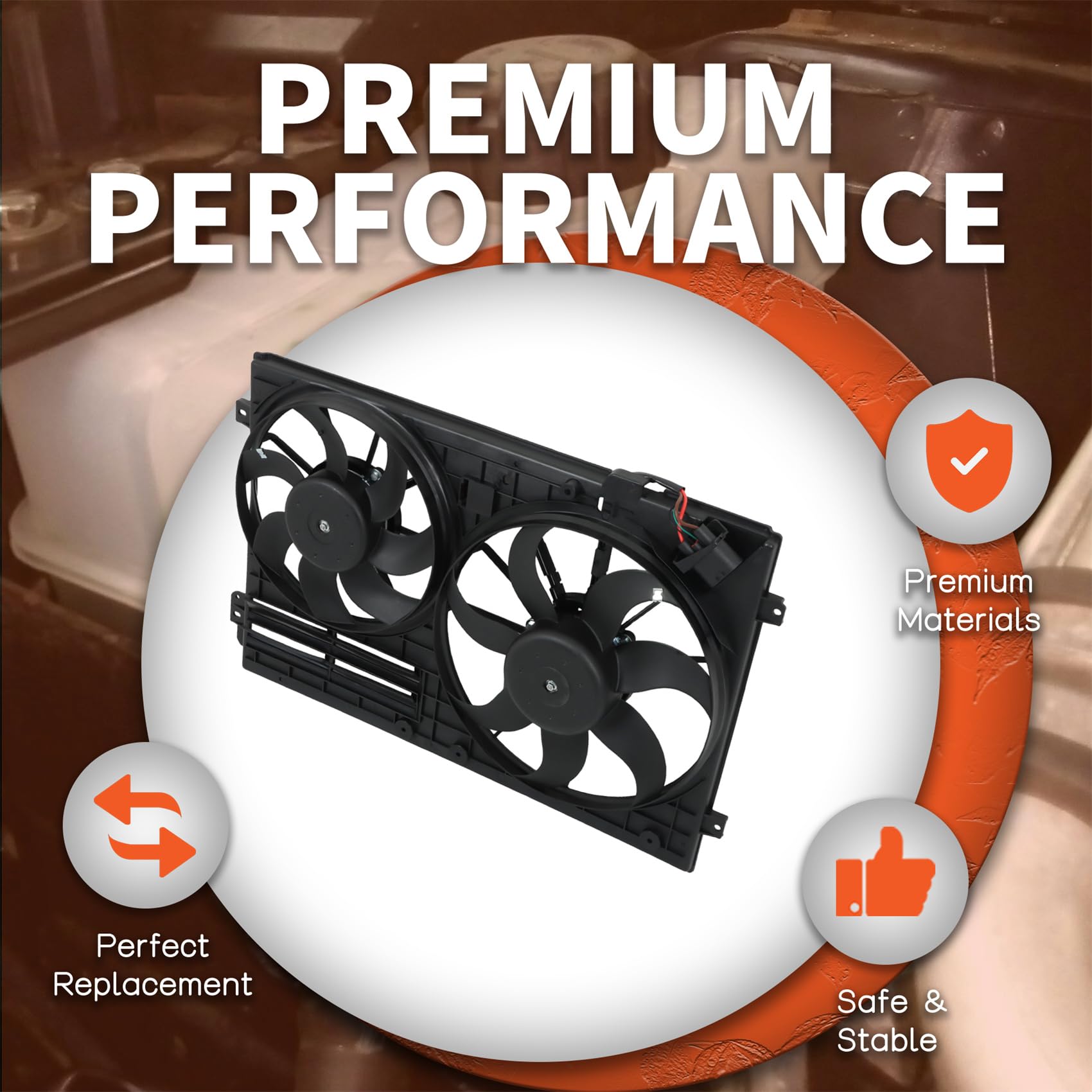 labwork Engine Radiator Cooling Fan Assembly VW3120100 Replacement for Jetta Passat Golf Low Noise