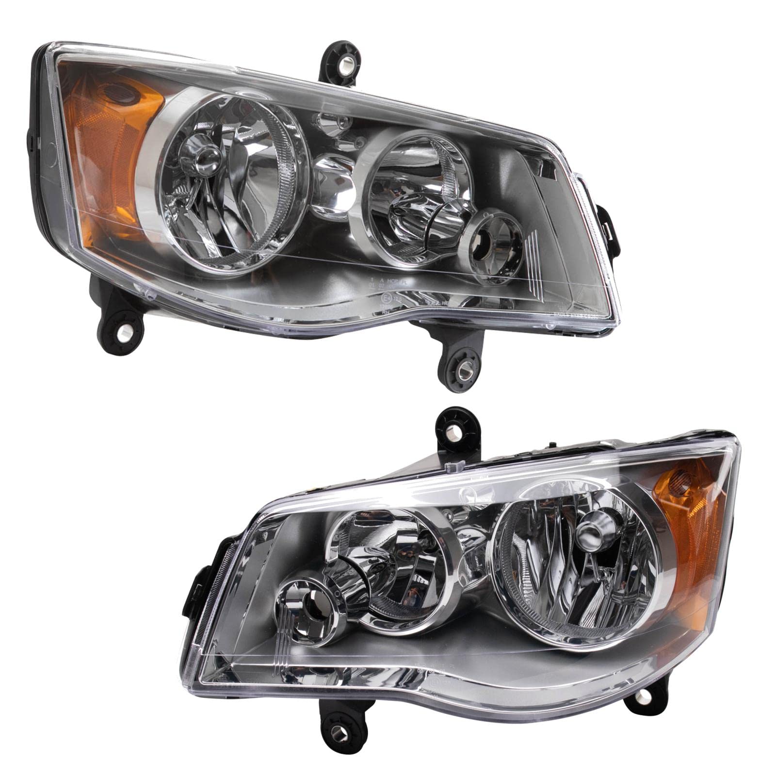 Trq Driver & Passenger Side Headlight Assembly Set Headlights Driver & Passenger Side Compatible With 2008-2016 Chrysler Town &