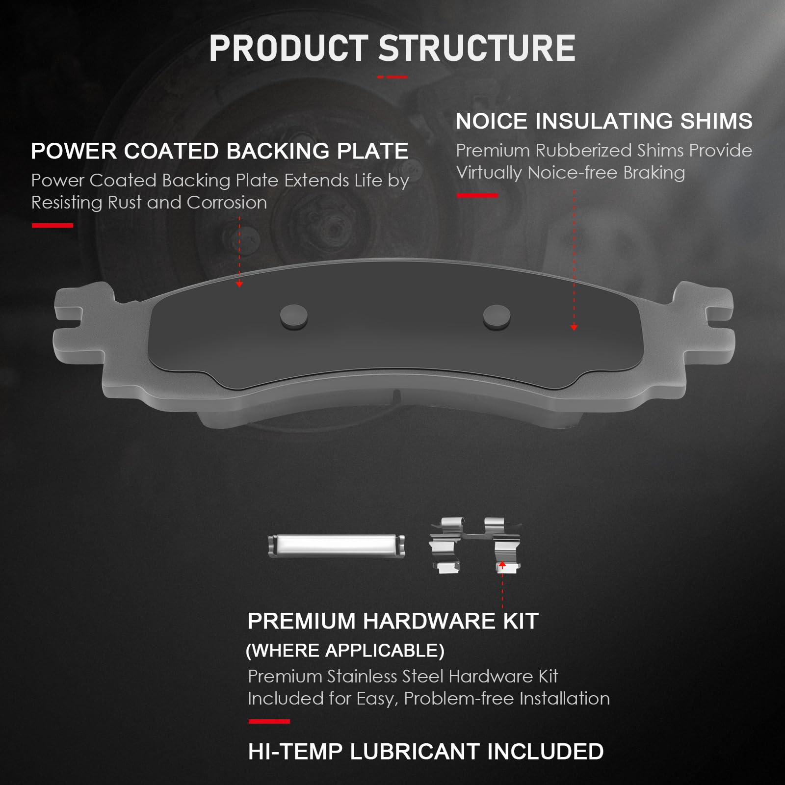 Cciyu D1158 D881 8Pcs Front & Rear Ceramic Brake Pads Kits 2006-2010 For Ford Explorer,2007-2010 For Ford Explorer Sport Trac,20