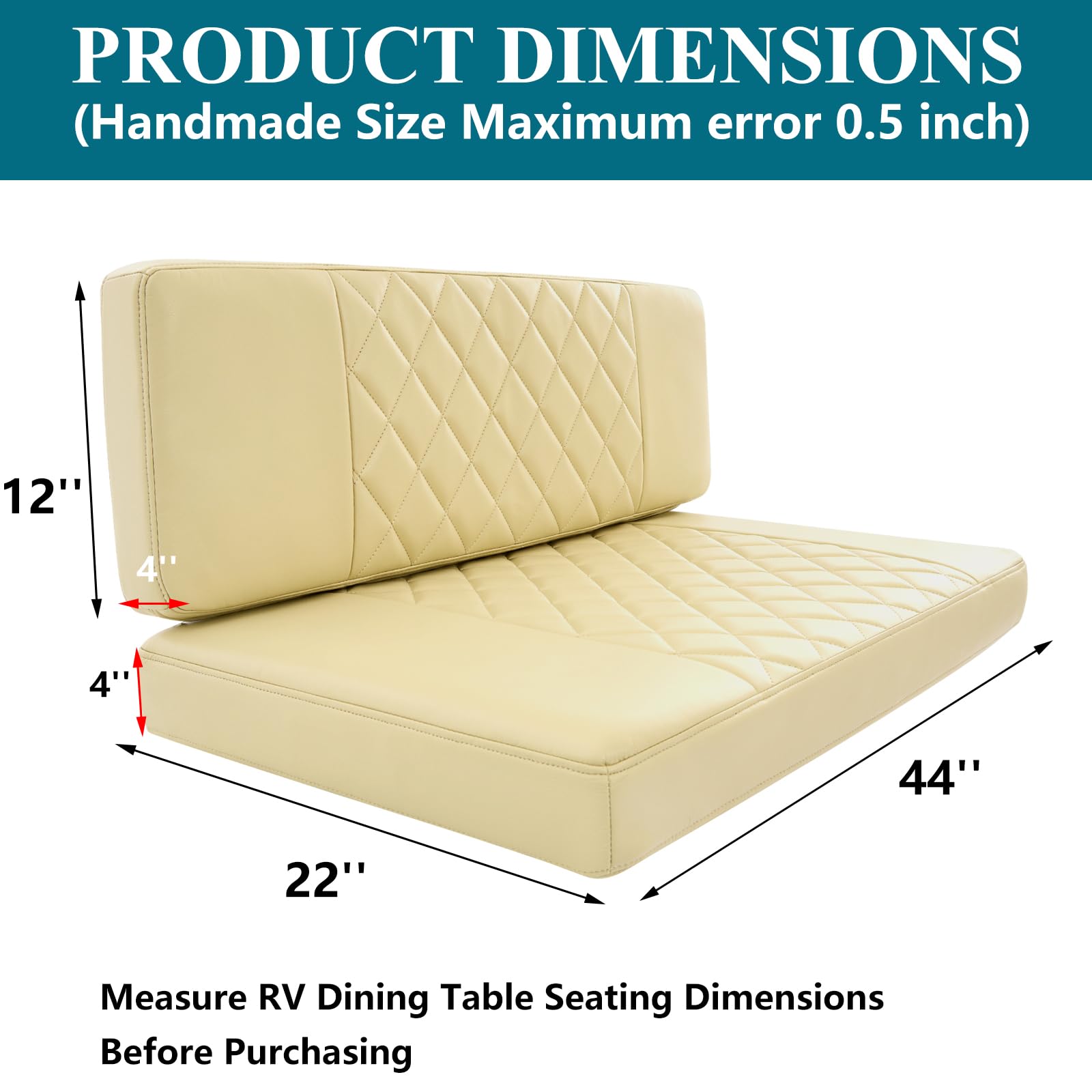 AZXZCS Replacement Camper Cushion,RV Dinette Cushions,2 Sets of PU Leather Dinette Cushions with Memory Foam Camper Trailer Bed