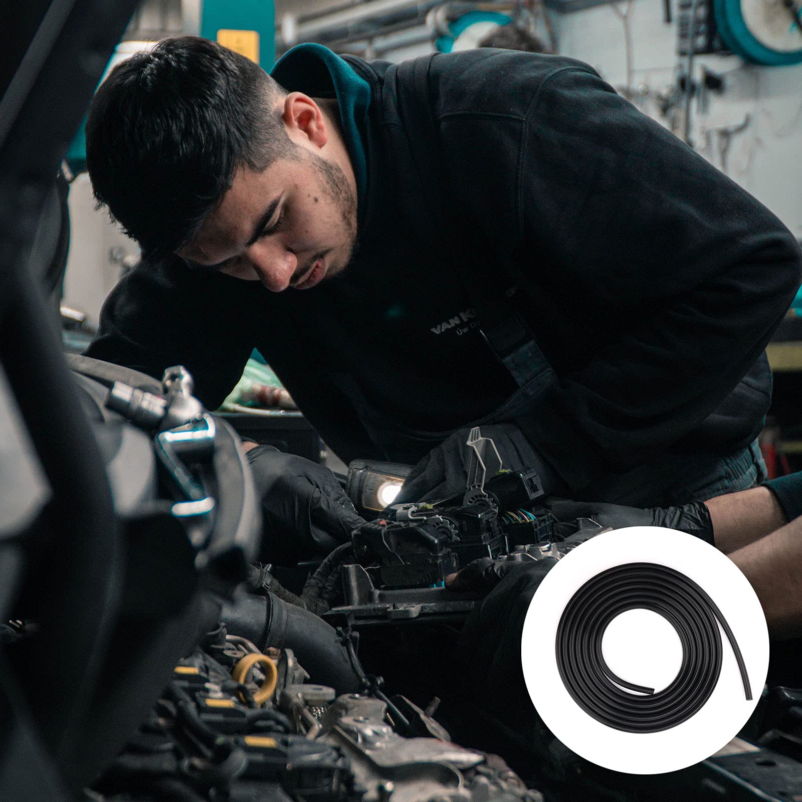 Aiex 1/8Inch Inner Diameter 10Ft High Temperature Silicone Vacuum Tubing Hose, High Performance Automotive Replacement Vacuum Hose Line For Vehicle Radiator Use (Black, 3Mm)