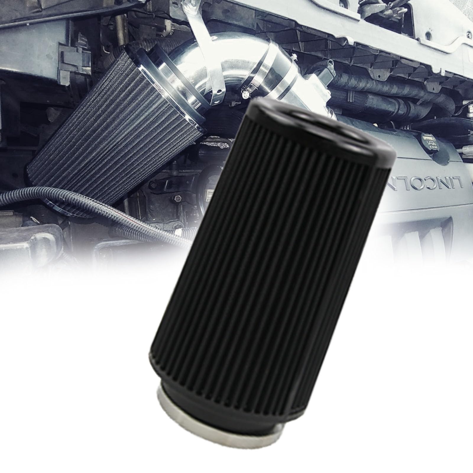 RYANSTAR Universal Clamp-On Air Filter Three Different Size 76MM 89MM 102MM High Flow Round Tapered Cone Closed-Top Cool Air Fil