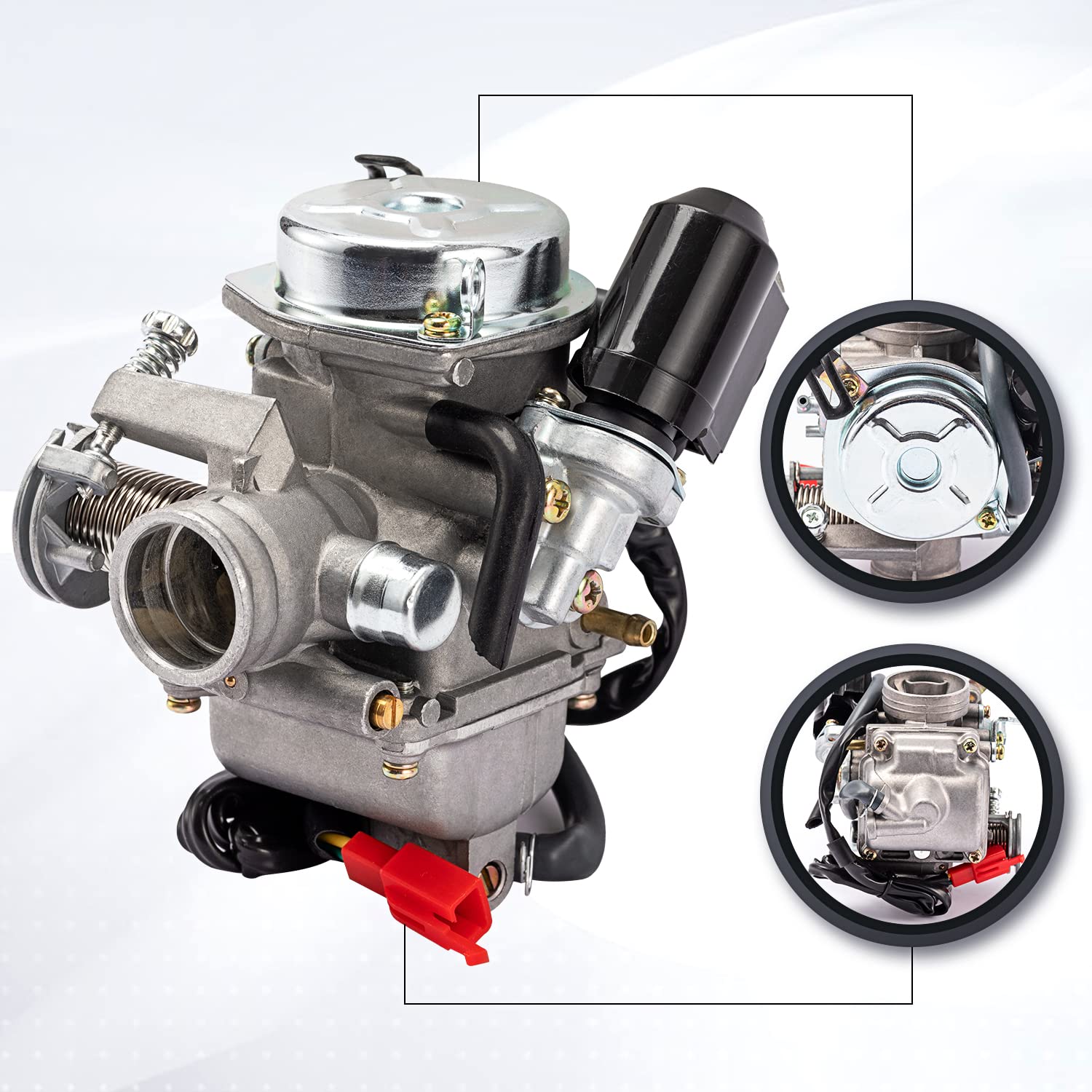 GY6 Carburetor 150cc for 4 Stroke 125cc 152QMJ 157QMJ Engines Electric Choke Motorcycle Scooter 24mm PD24J Carb with Intake Mani