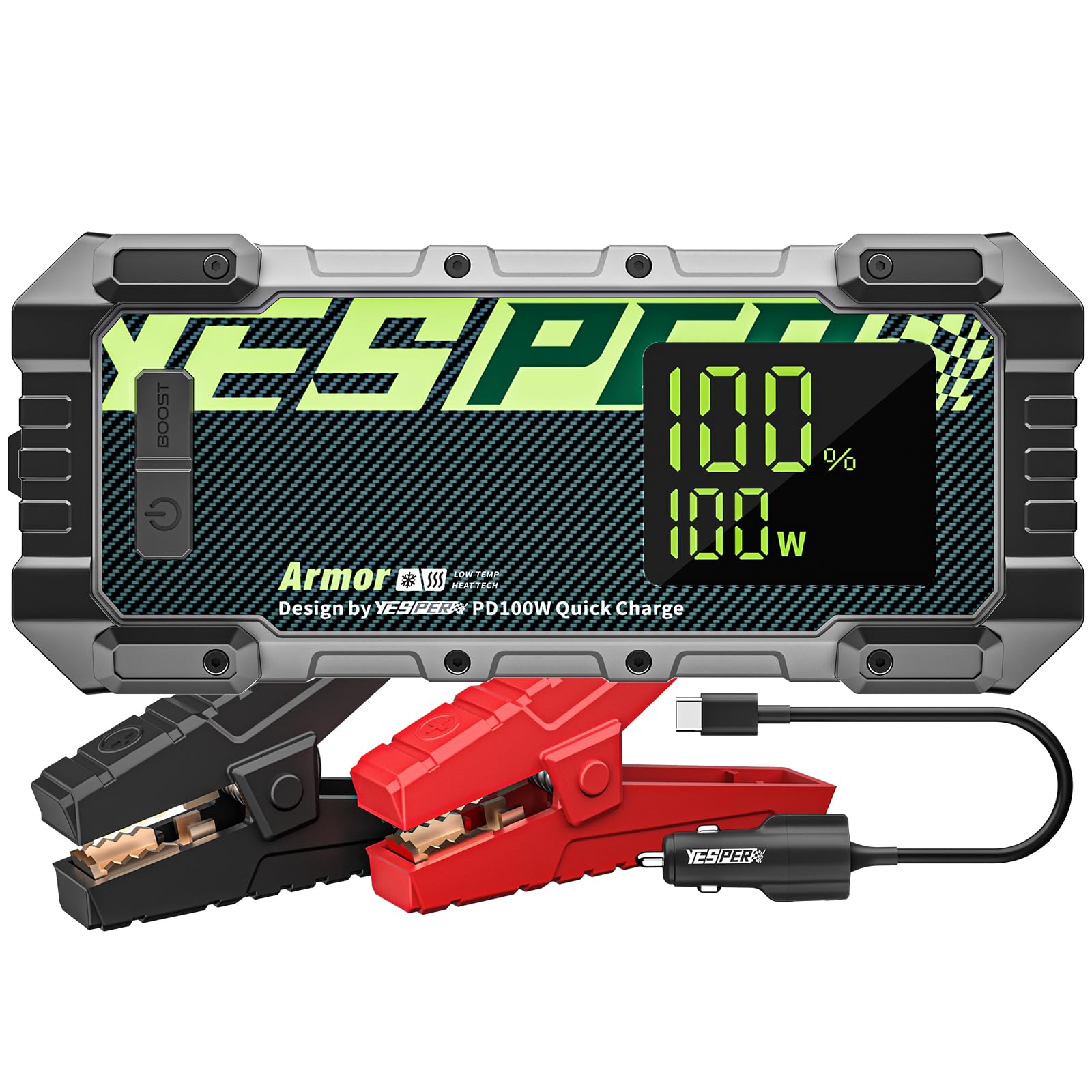 Yesper Car Jump Starter, 3000A Peak Portable Battery Jump Starter With Pre-Heat Tech(-40?F~140?F) 12V Car Battery Charger Jump S