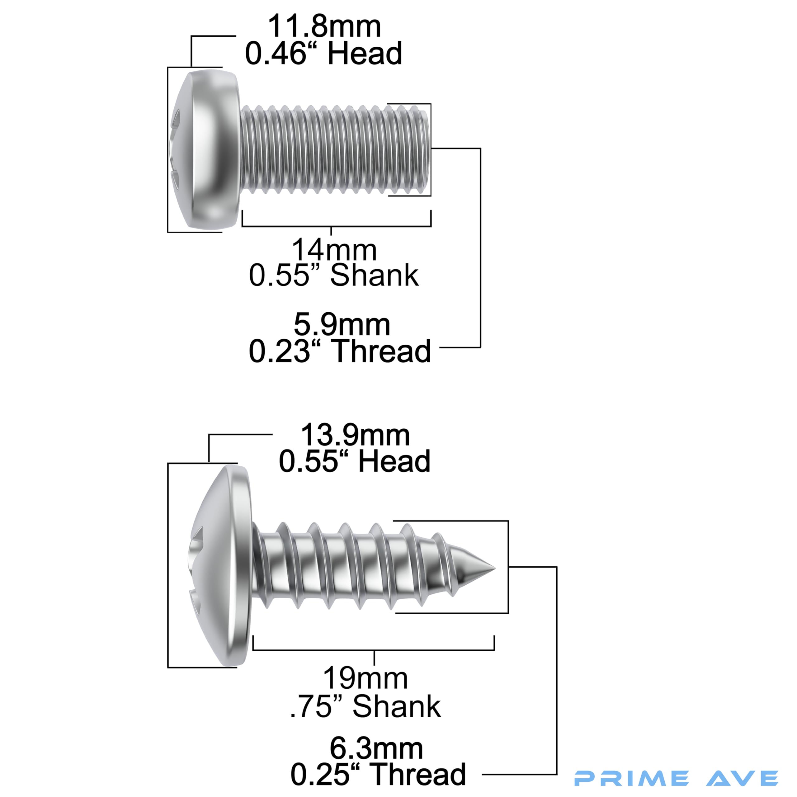 Prime Ave Stainless Steel License Plate Screws Compatible/Replacement For Mazda