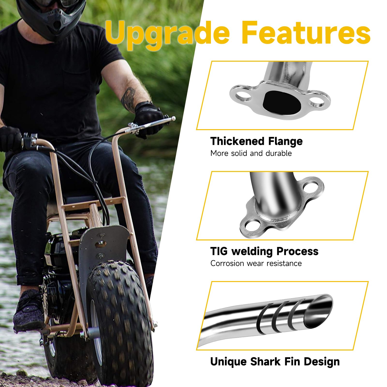 HIAORS Mini Bike Exhaust Pipe Header Kit Compatible with Predator 212cc 224cc 196cc Coleman CT200U BT200X CT200U-EX Baja Warrior