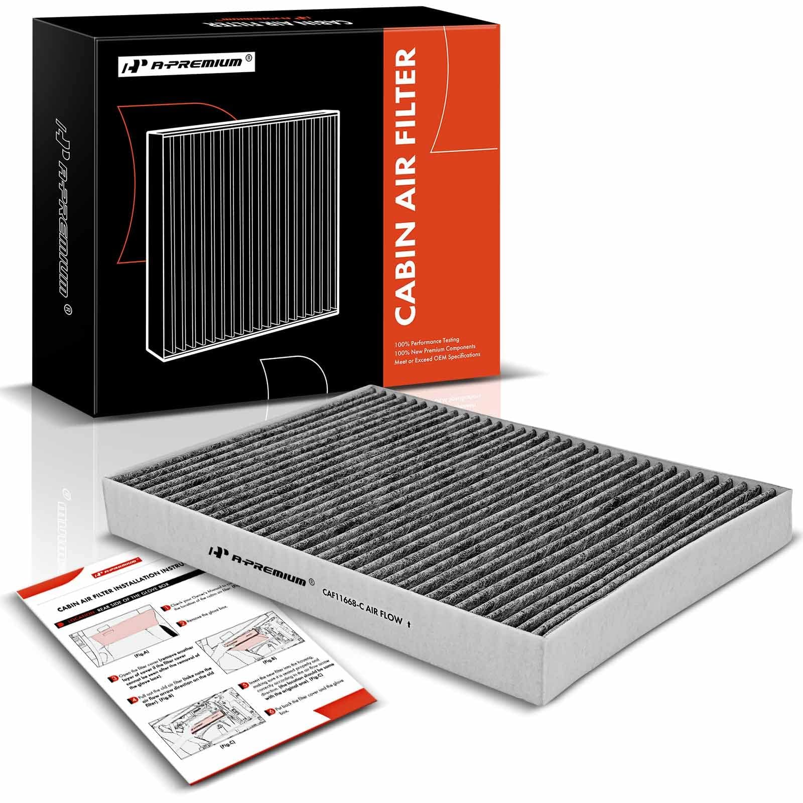 A-Premium Cabin Air Filter With Activated Carbon Compatible With Chrysler 300 & Dodge Challenger, Charger, 2011-2020, Replace# 68071668Aa