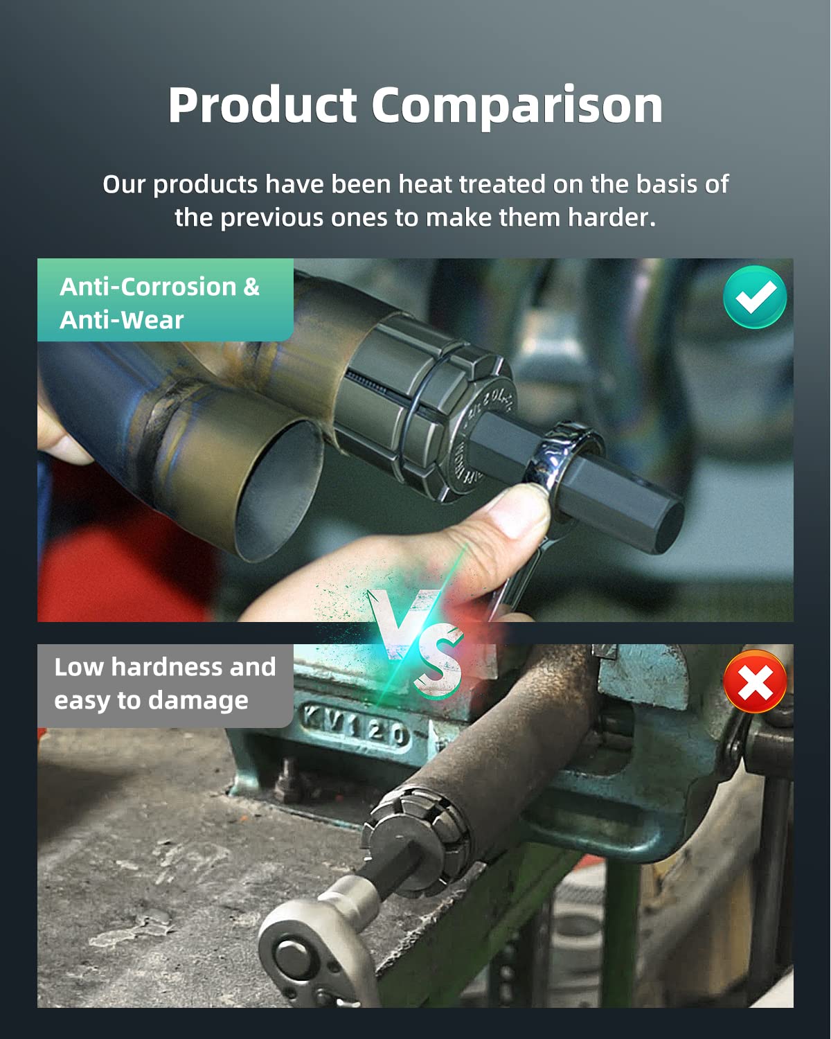 SCITOO 3-Pieces Pipe Expander Tool Set 1-1/18'' to 3-1/2'', Tail Pipe Expander Compatible with Most Vehicles and Trucks