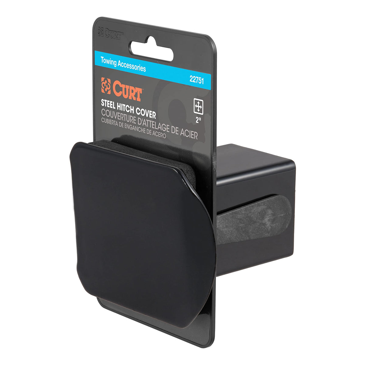 Curt 22751 Black Steel Trailer Hitch Cover, Fits 2-Inch Receiver