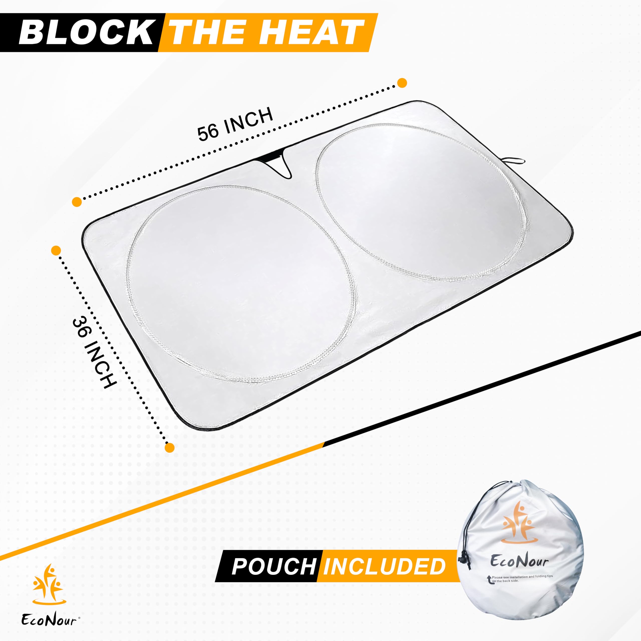 Econour Tesla Windshield Sun Shade For Model 3 And Y | Reflective 240T Material Blocks Sun & Heat | Offers Protection For Car In