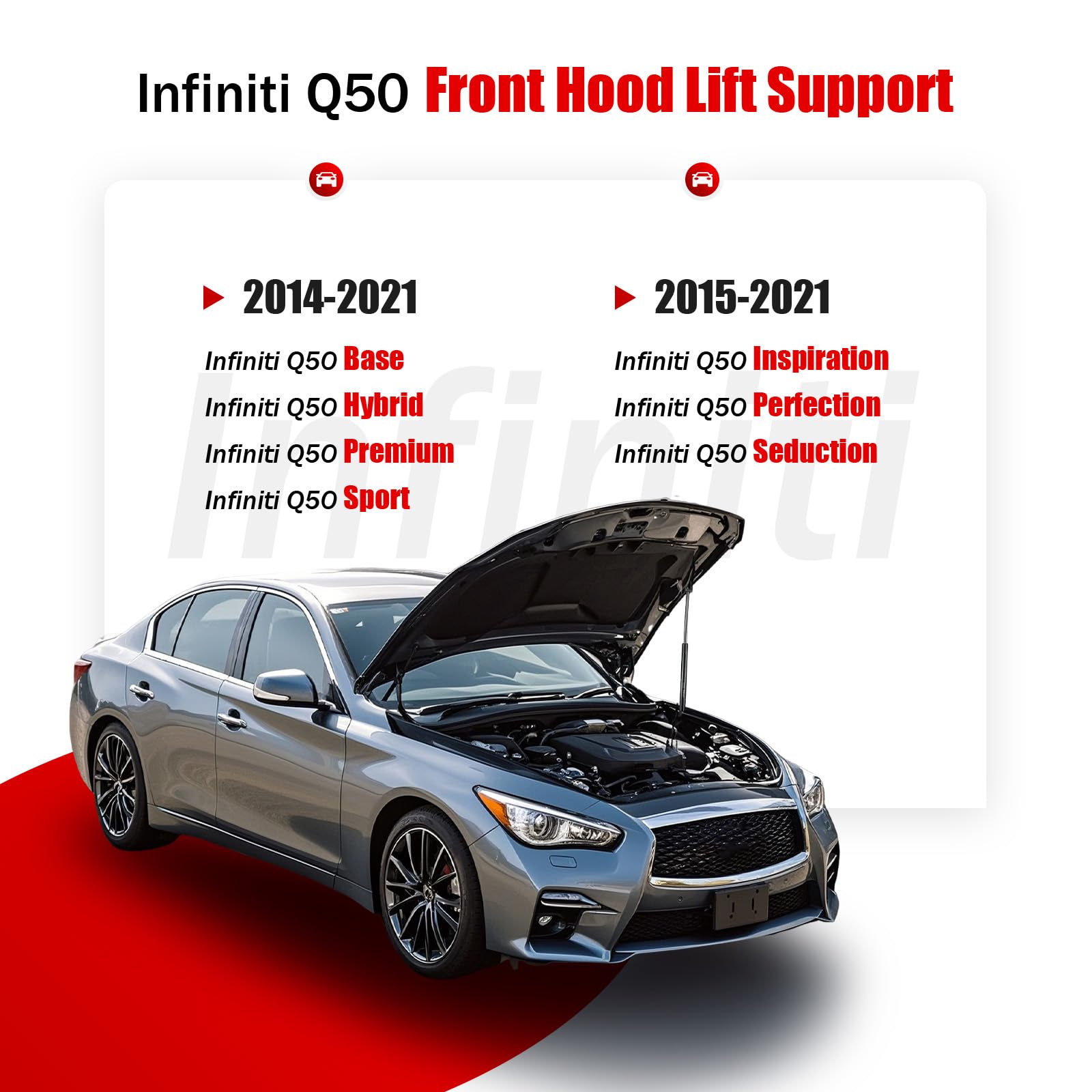 Iaqwe Pm3369 Infiniti Front Hood Lift Support Compatible With Infiniti Q50 2014 2015 2016 2017 2018 2019 2020 2021 Front Gas Str