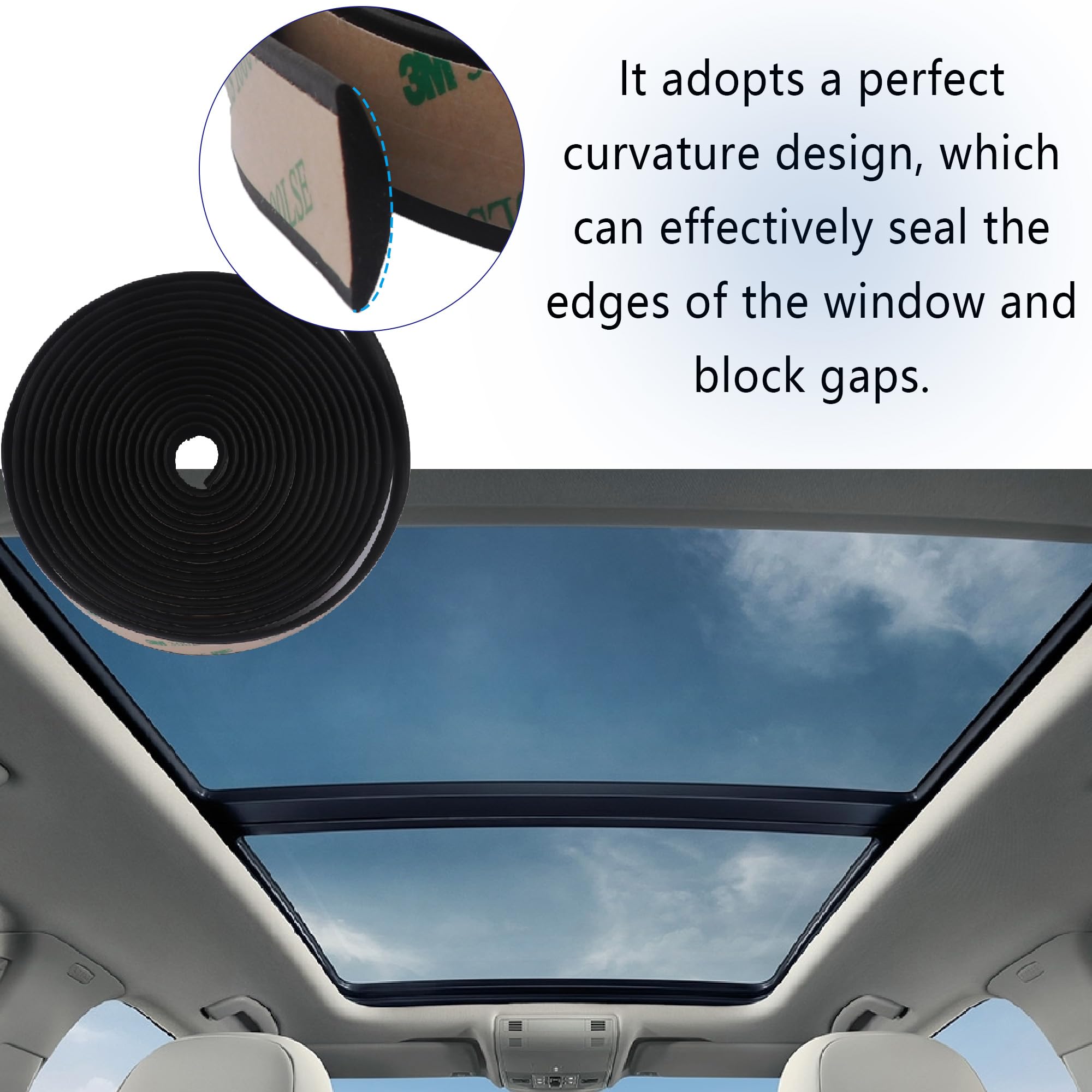Car Windshield Seal Strip,Flexible Rubber Seal Strip Sunroof Seal Strip,Multifunctional Car Weather Stripping for Front & Rear W