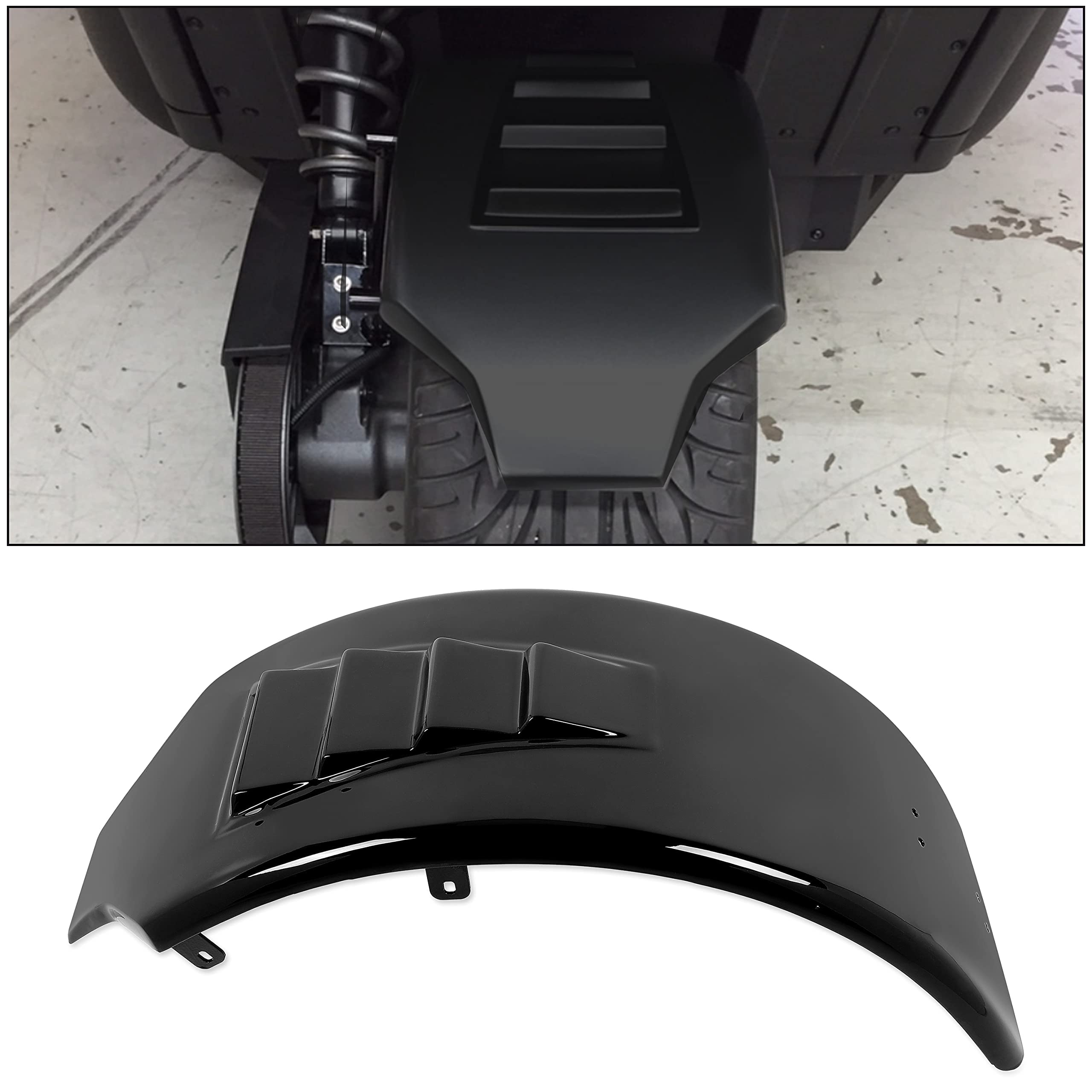 KUAFU Rear Fender Compatible with 2015-2019 Polaris Slingshot Base SL SE Model Only Bagger Hugger style Mudguard Black Fiberglas