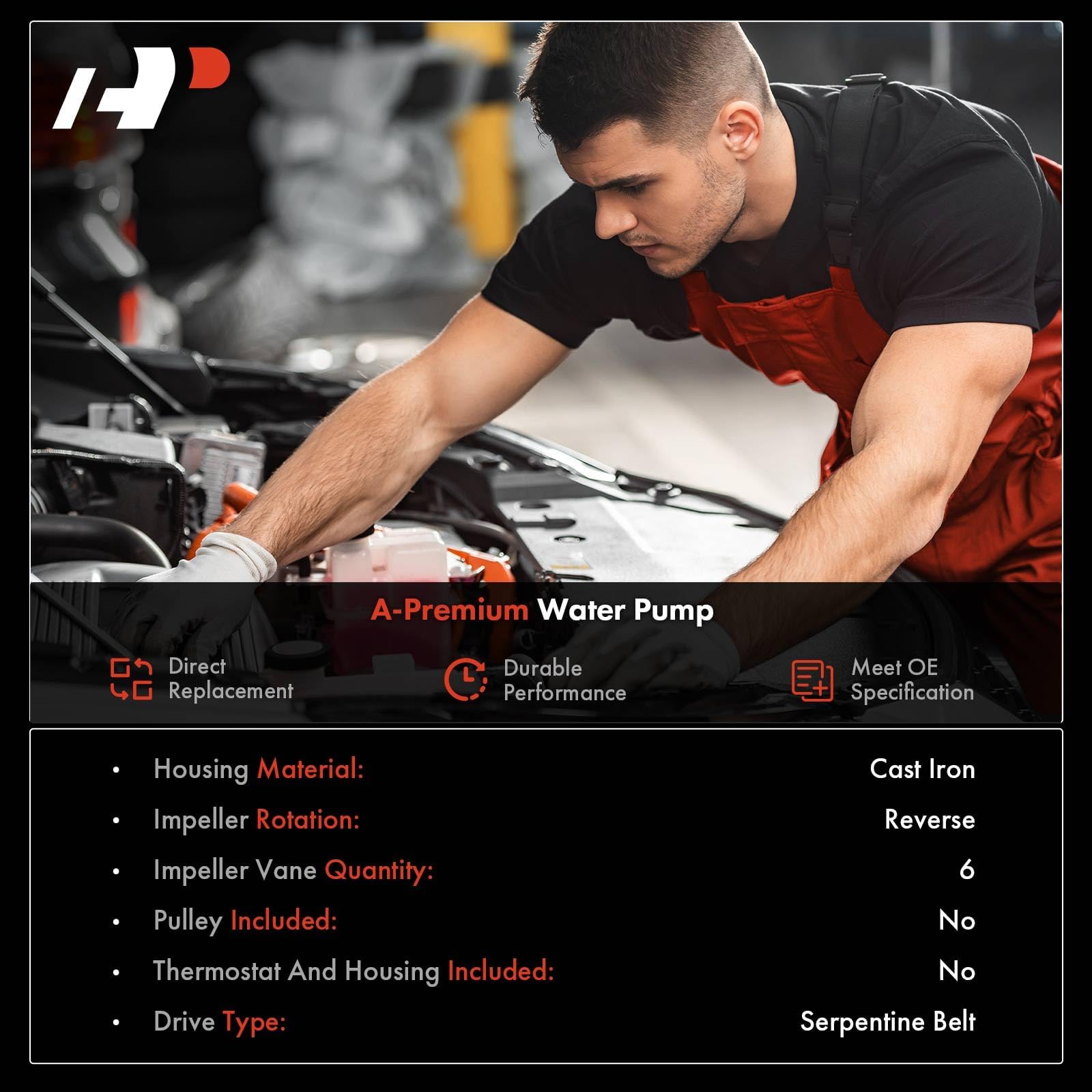 A-Premium Engine Water Pump Kit with Gasket Compatible with Chevrolet, GMC, Cadillac & Isuzu Models, 4.3L 5.0L 5.7L - Suburban,