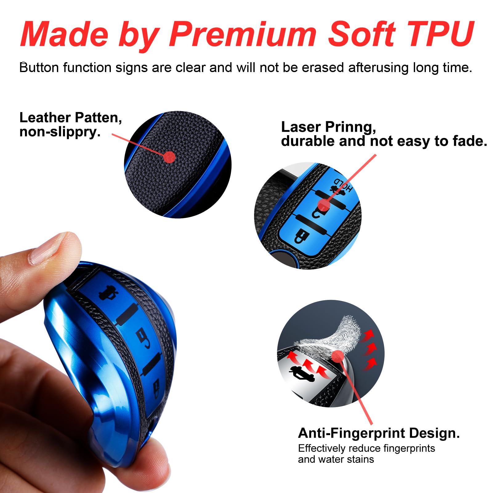 Key Fob Cover For Nissan With Keychain Accessories, Premium Soft Tpu Full Protection Key Case For Altima Rogue Sentra Maxima Arm