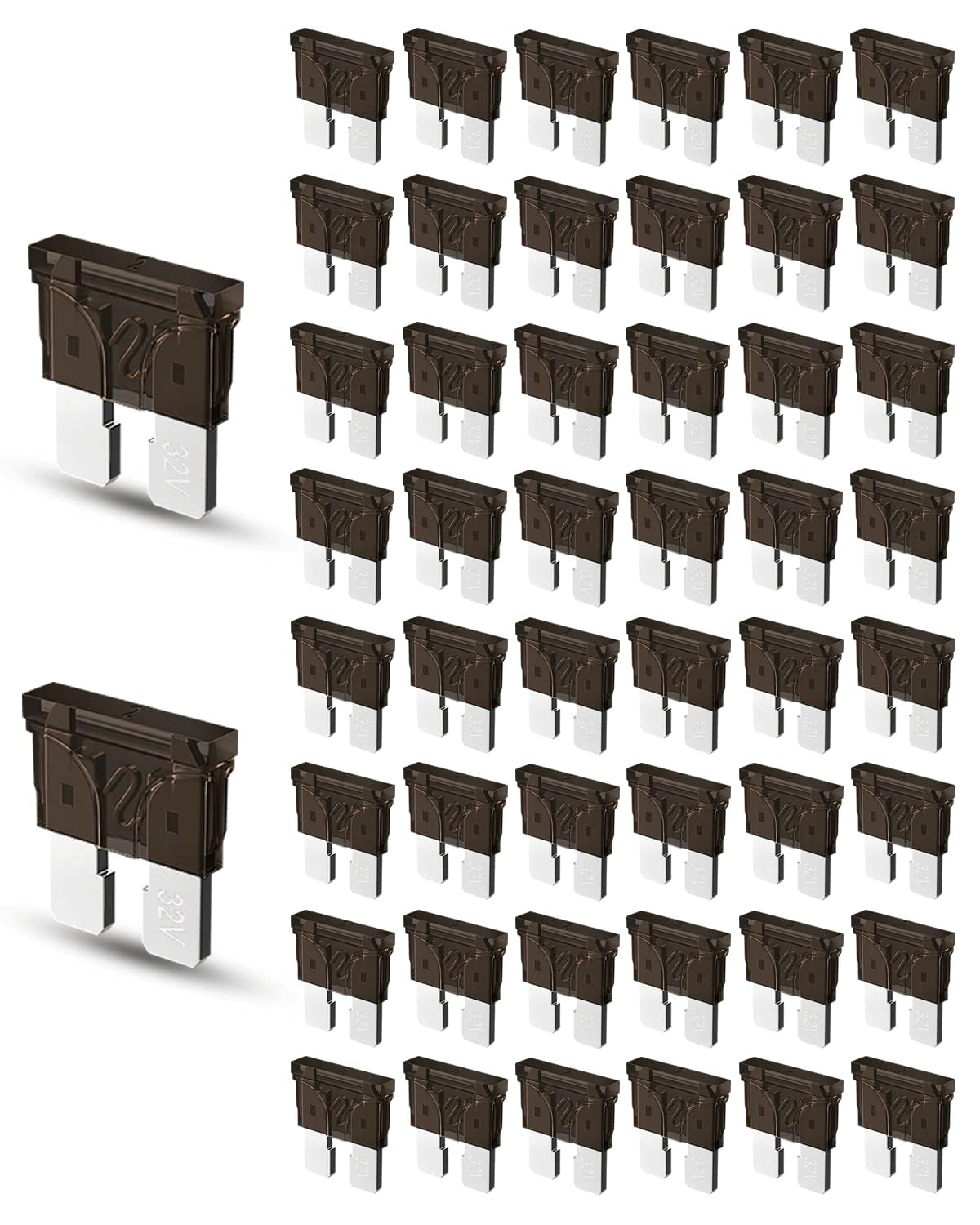 Riseuvo 50Pcs 2A Standard Car Fuses - 2 Amp Automotive Fuses(Ato/Apr/Ats), 32V (12/24V) Blade Fuse For Rv/Truck/Suv