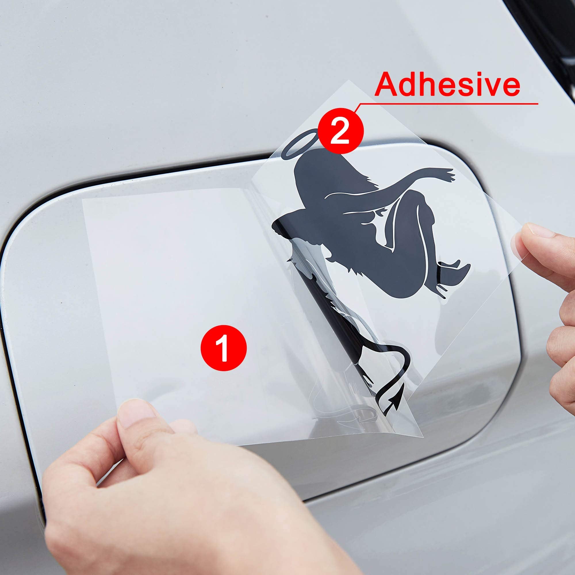 Tomall 3 Pairs 7'' Sexy Angel And Demon Car Decals Reflective Angel & Devil Stickers Funny Lovely Angel Wings Vinyl Waterproof F