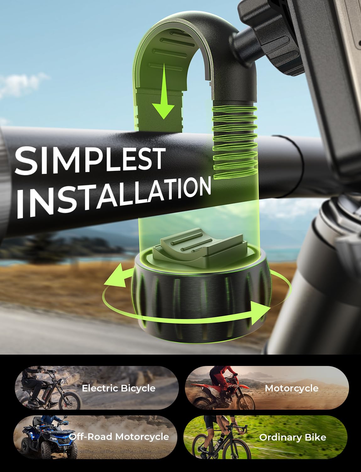 Lisen Bike Phone Holder, [Super Easy Install] Ultra Stable Motorcycle Phone Mount, Bicycle Handlebar Holder Mount For Adults Kid