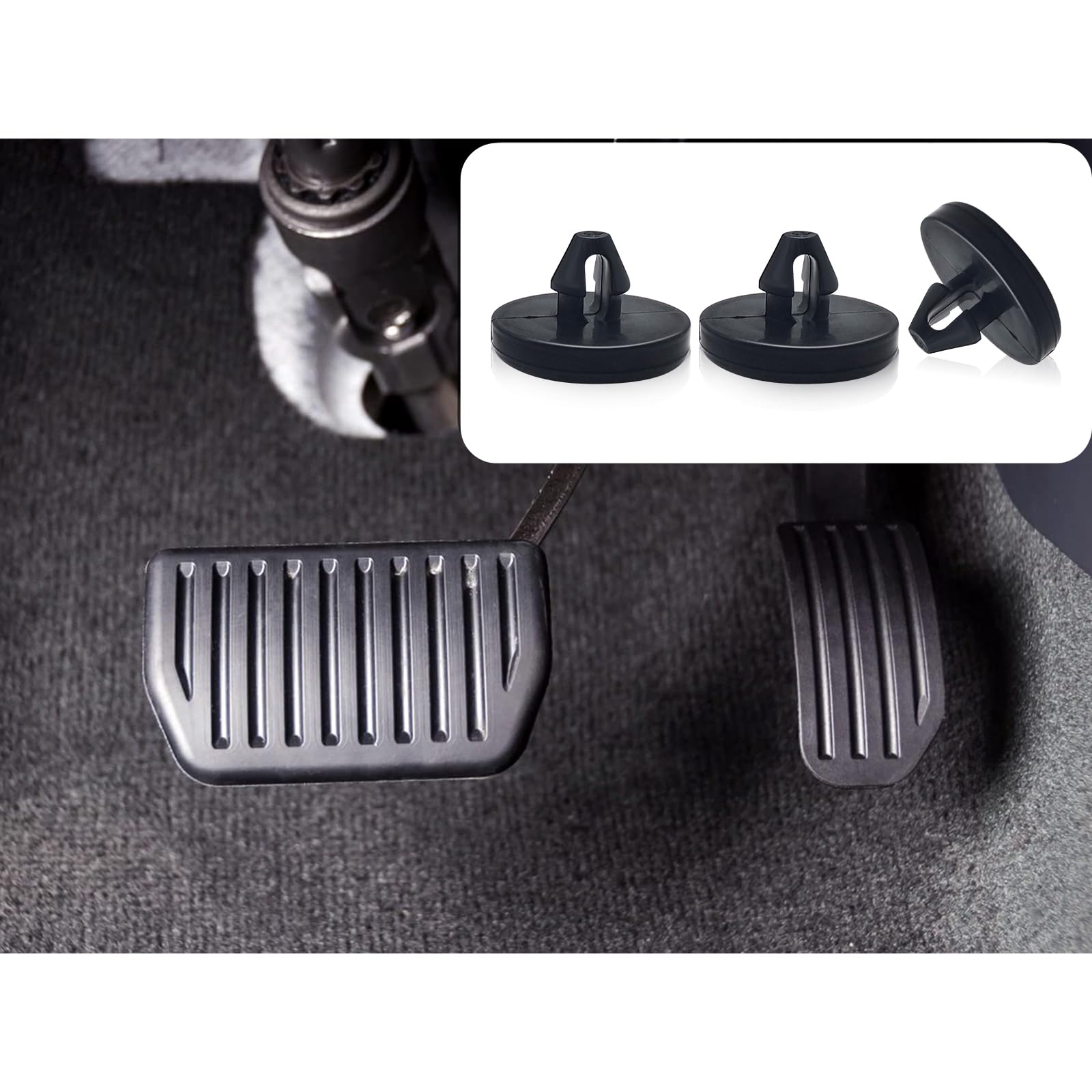 Ajxn 4 PCS Black Brake Pedal Pad & Light Switch Stopper - Durable Car Accessories for Enhanced Safety and Comfort