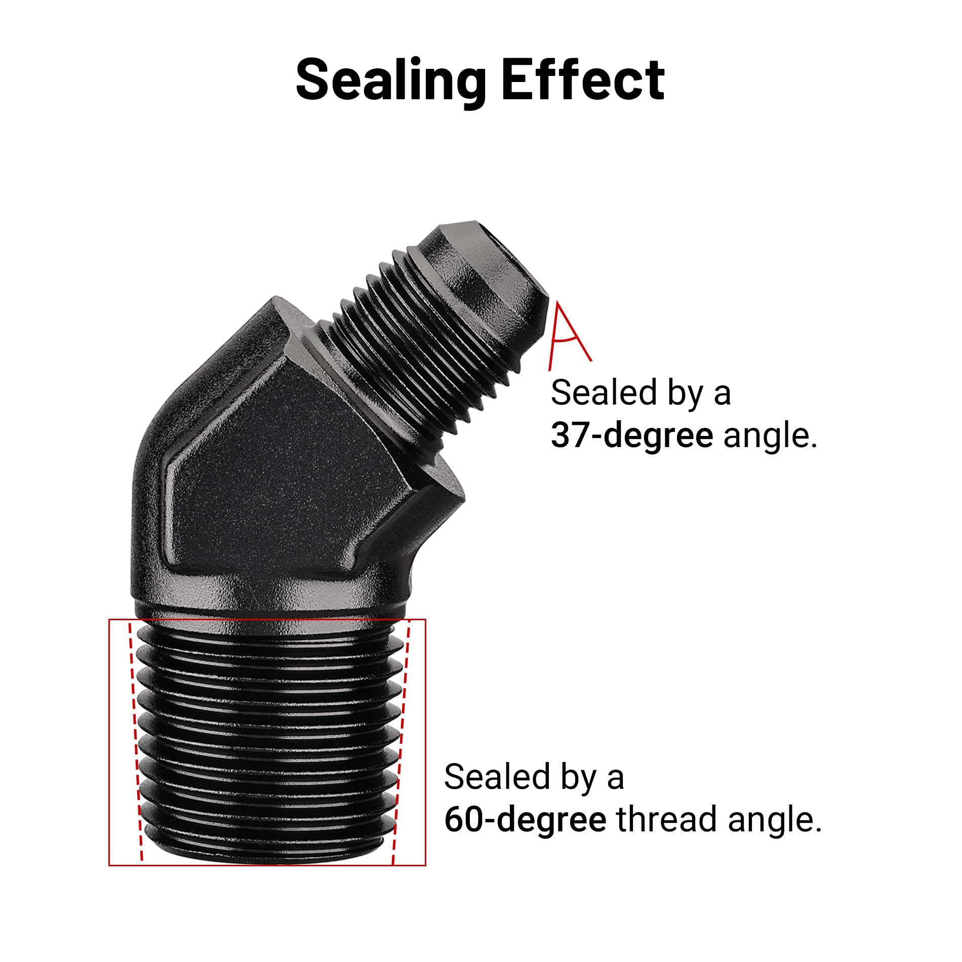 Evil Energy 6An Male Flare To 1/2'' Npt Pipe 45 Degree Fitting Adapter Aluminum Black