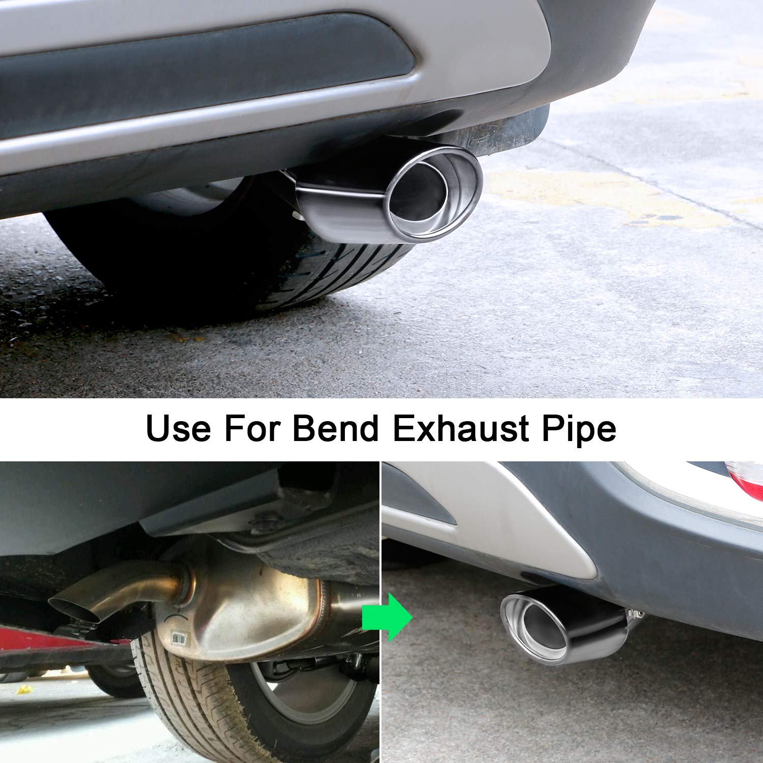 Dsycar Universal 1.5-2.25 Inch Adjustable Inlet Exhaust Tips, Bolt-On Design Chrome Plated Stainless Steel Exhaust Tailpipe Tips