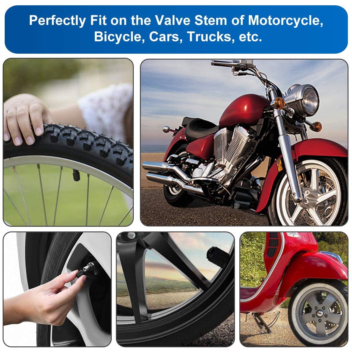 The Upgraded Version Has A Sealing Ring Tire Valve Stem Caps (12Pcs Black)