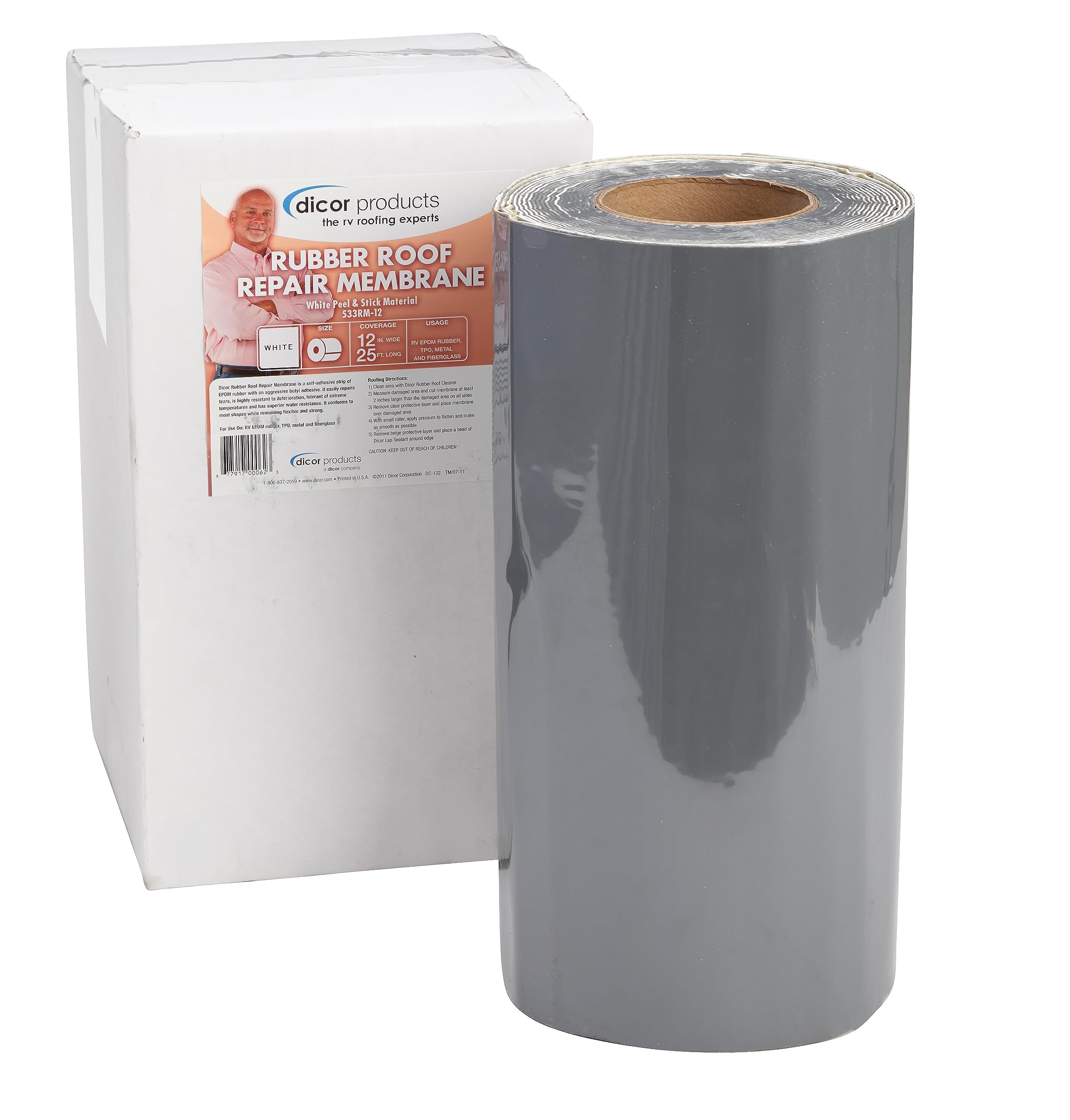 Dicor 533Rm-12 Epdm Roof Patch - 12'' X 25' - Easy And Effective Solution For Rv And Motorhome Roof Leaks