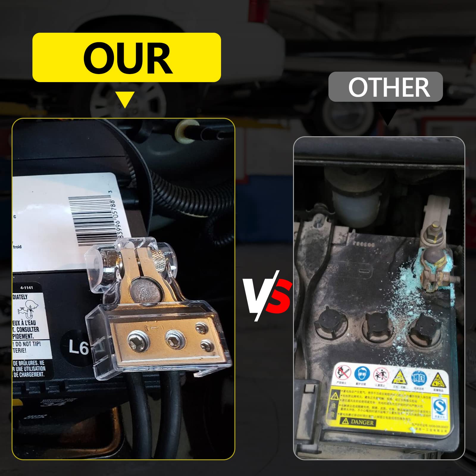 Corotc Battery Terminals, 0/4/8/10 Gauge Awg Positive Negative Battery Terminal Connectors, With 2 Clear Covers And Shims,Auto C
