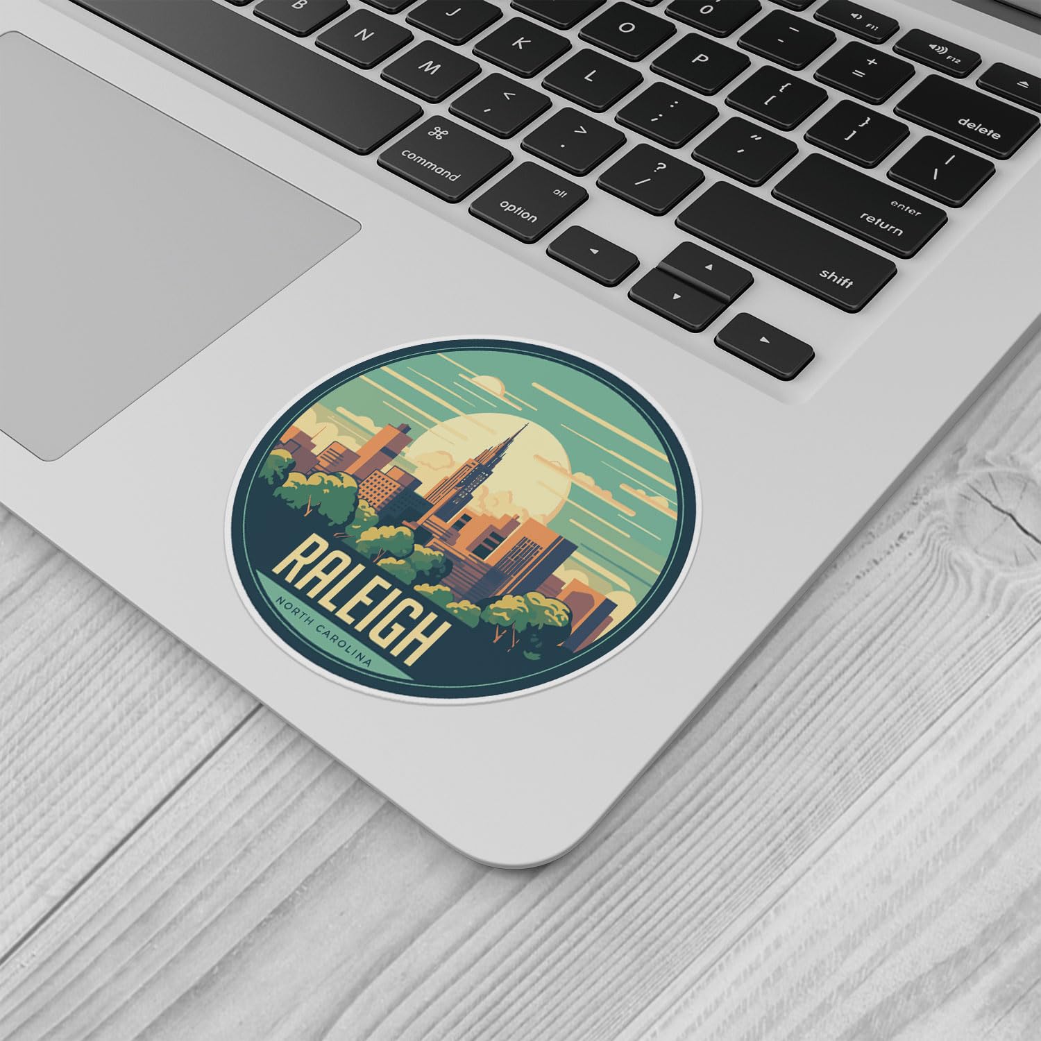 Raleigh City Sticker - Waterproof Vinyl Decal for Car Bumper, Laptop, Water Bottle, Wall, and Window, Size - 5'' Longer Side