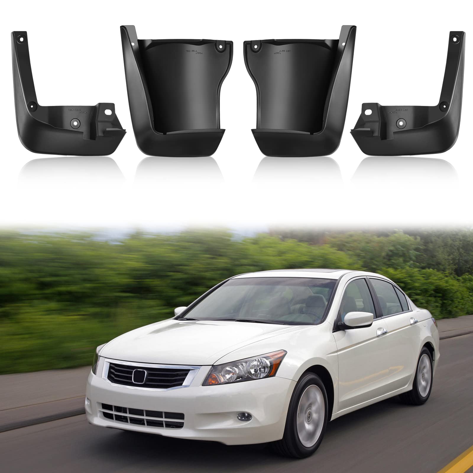 BDFHYK Mud Flaps Splash Guards 4PCS Front & Rear Side Mud Guards Compatible with Honda Accord 2008-2012 (Sedan Model Only) Witho