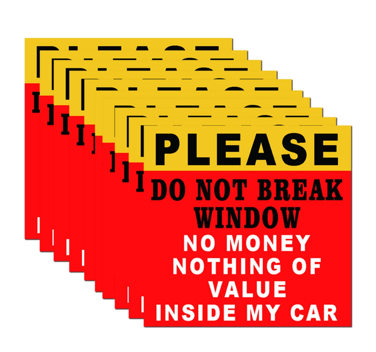 Do Not Break Window No Money In Side Car Sticker Vinyl Laminated 3 X 3 In 10 Pcs Ultimate Protection Durability Self Adhesive De