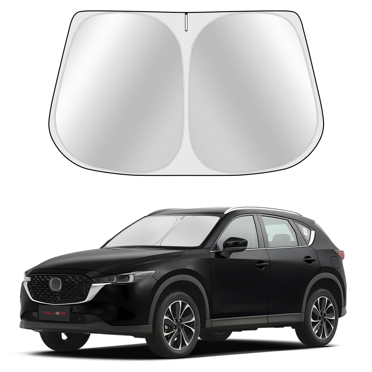 Toluoma Custom Fit Windshield Sun Shade For Mazda Cx5 2017-2025 - Full Coverage, 210T Reflective Fabric, Double-Layer Design - B