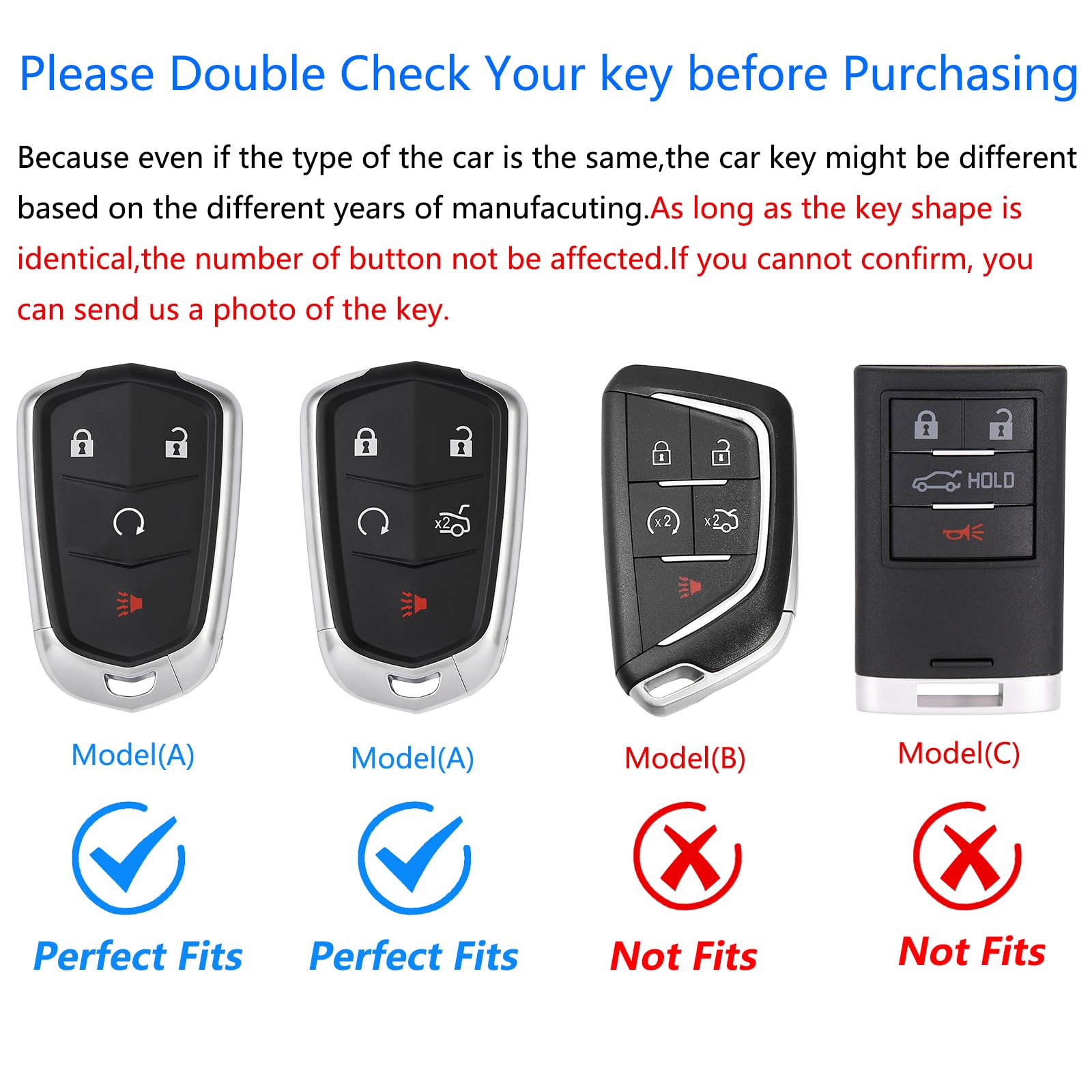 Ocezbiis For Cadillac Key Fob Cover, Keychain, Zinc Alloy Protection Car Key Shell Case Compatible With Cadillac Holder Smart Re