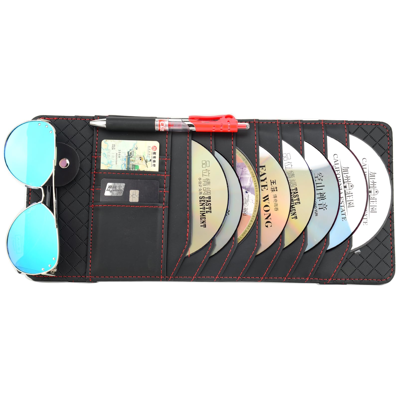Car CD Holder Storage Case, Car/Truck/SUV Sun Visor Organizer, Personal Belonging and Registration, Document, Sunglasses, Ticket