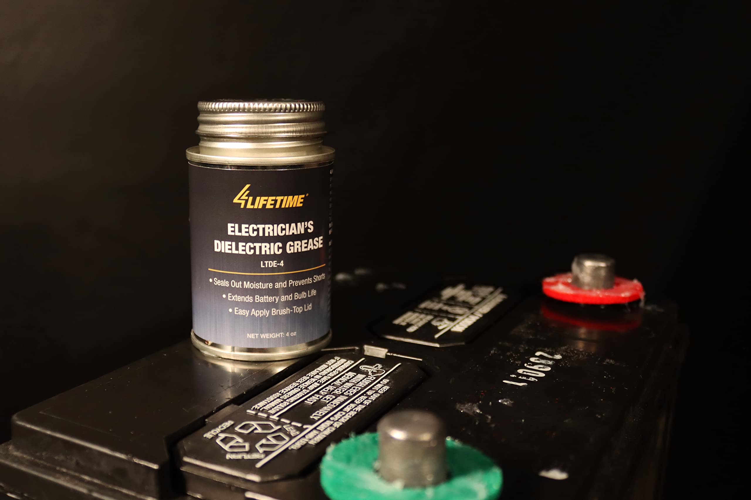 Dielectric Silicone Grease - Waterproof And Non-Conductive Lubricant For Electrical And Automotive Applications - 4Oz Brush Top Can, Versitle Silicone Lubricant, Protection For Electrical Components