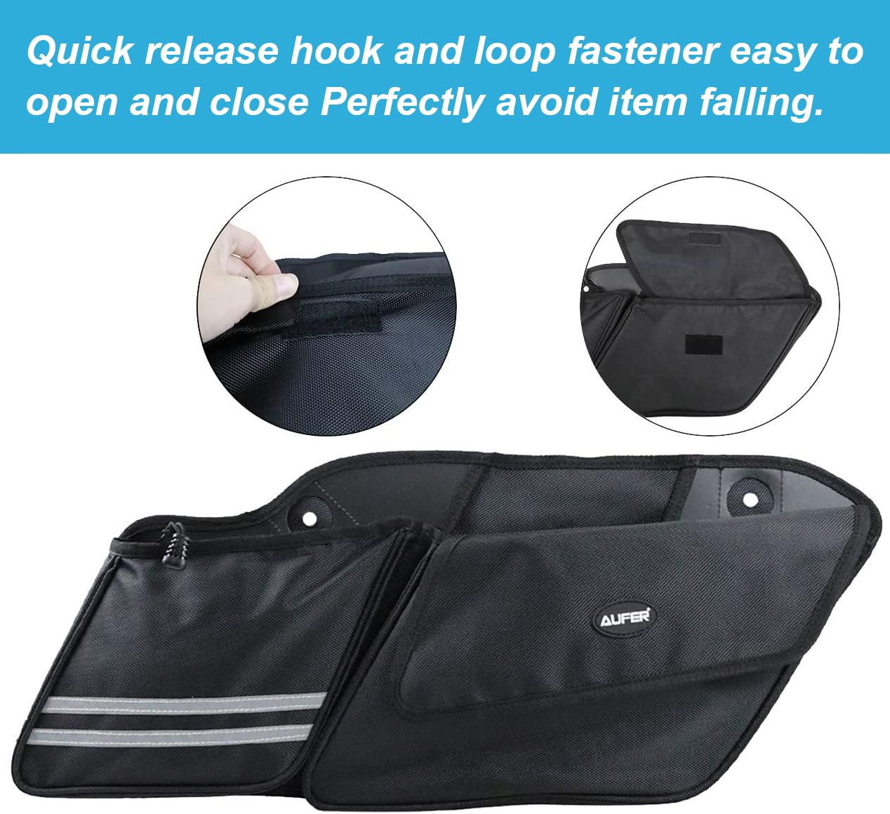 Aufer Left & Right Side Motorcycle Saddlebag Organizers Storage Bags Saddle Bag Organizers Bag Compatible With For 1993-2013 Touring Road King Road Glide Electra Glide Street Glide