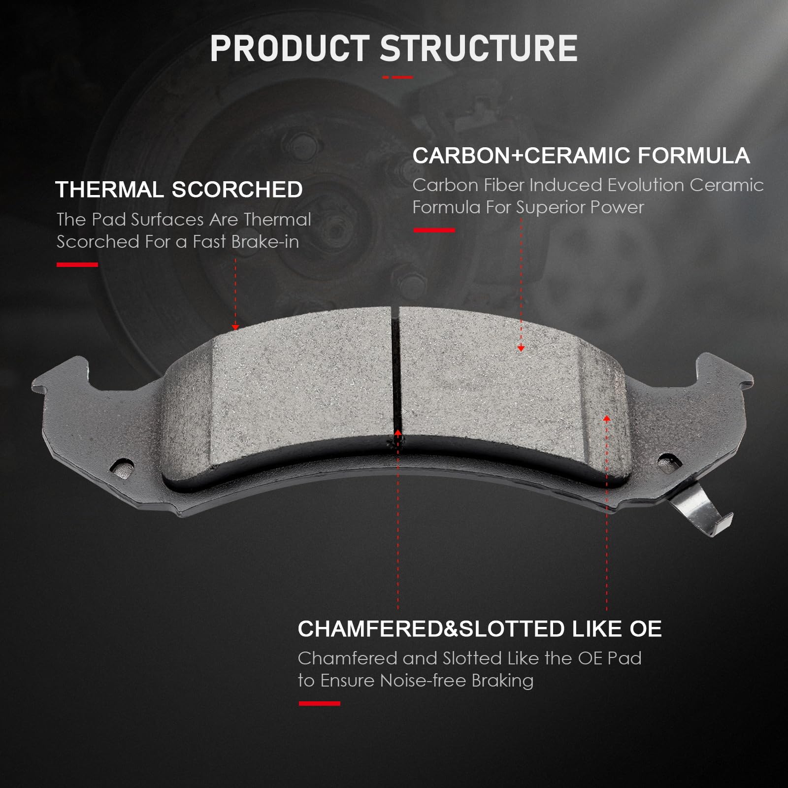 Cciyu D623 Front Ceramic Brake Pads Kits 4Pcs Fit For Buick Lesabre,Riviera,For Cadillac Deville,Seville,For Chevy Lumina Apv,Fo