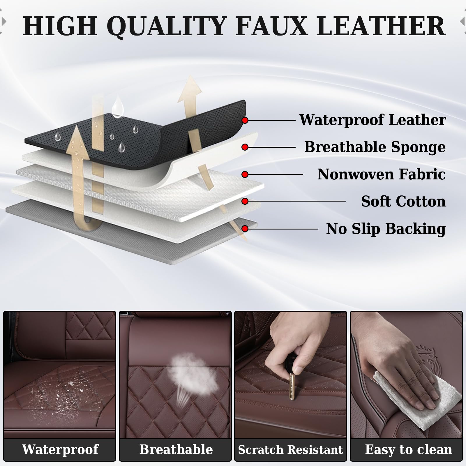 Coverado Front Seat Covers, Car Seat Covers Front Seats, Luxury Faux Leather Seat Covers For Cars, Car Seat Protector Waterproof