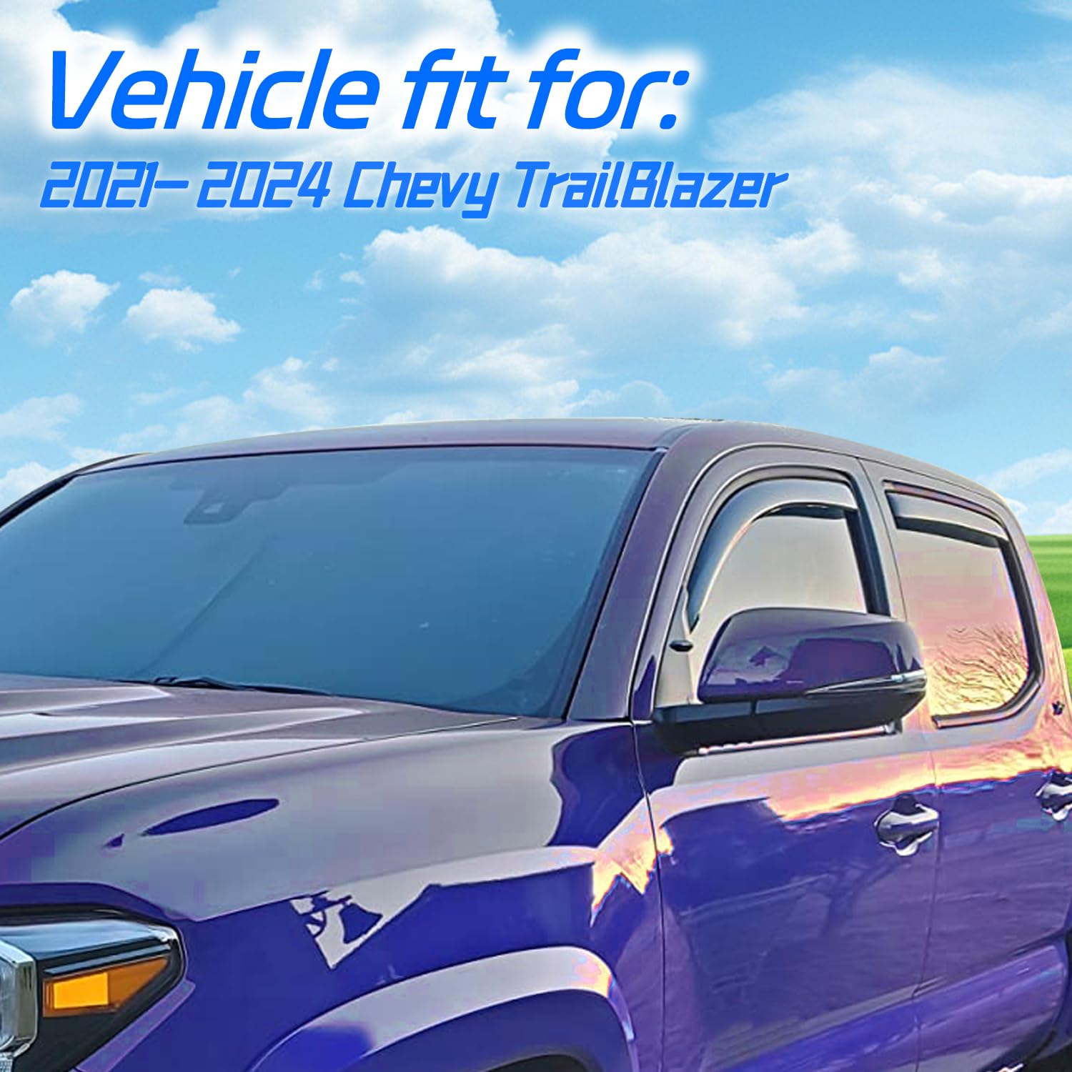 CHYKORLA Rain Guards Fit for Chevy Trailblazer 2021-2024, in Channel Window Deflectors, Smoke Tinted Vent Window Visors, Vent Sh