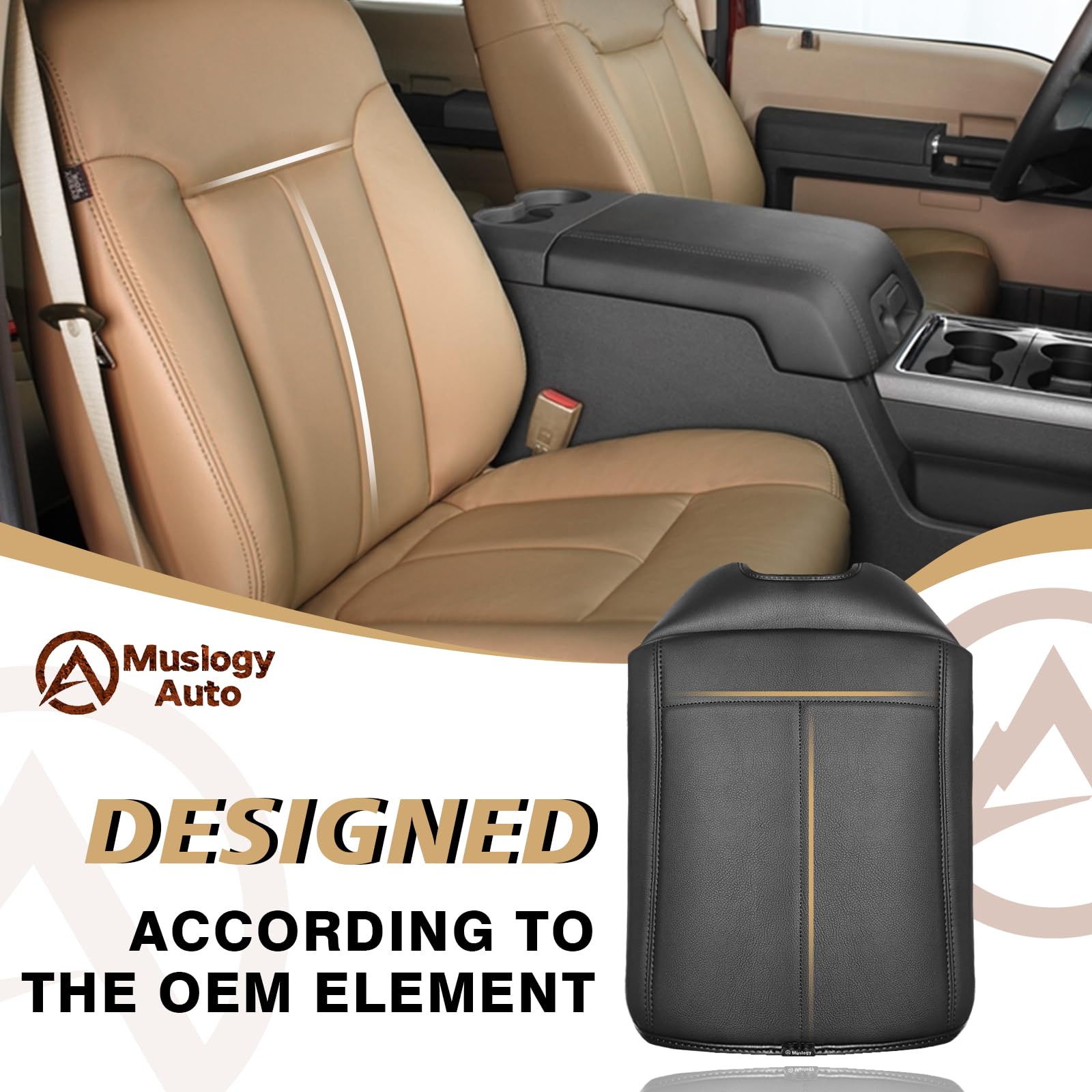Muslogy Center Console Armrest Cover Compatible With Ford F250 F350 F450 2011-2016 Super Duty Comfort Armrest Pad Arm Rest Cushi