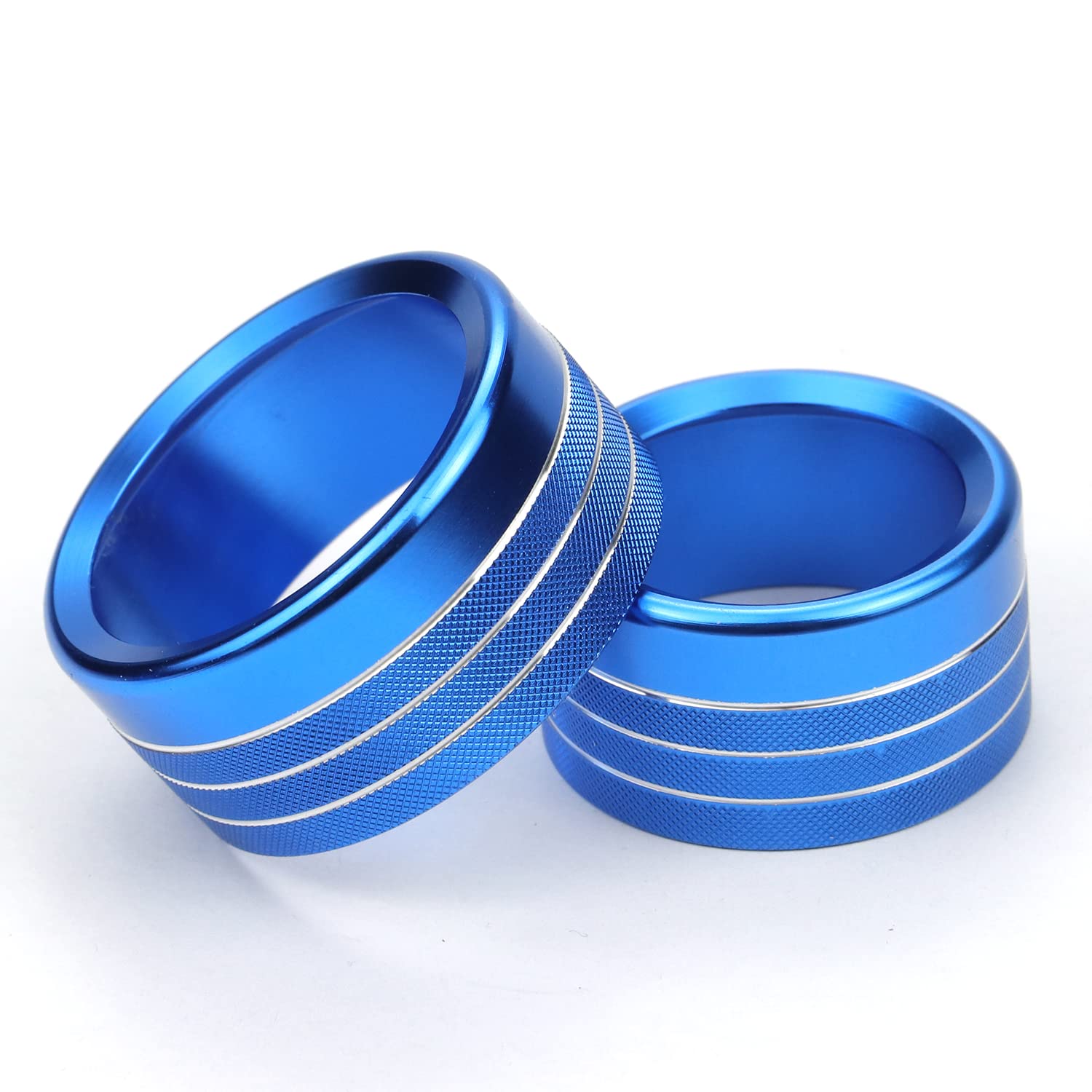 Bolaxin For Dodge Ram Accessories 2019 2020 2021 Interior Control Knob Cover Ac/Volume/Mode/Auto/Browse Switch Decor Button Ring Trim (Blue, 5Pcs)