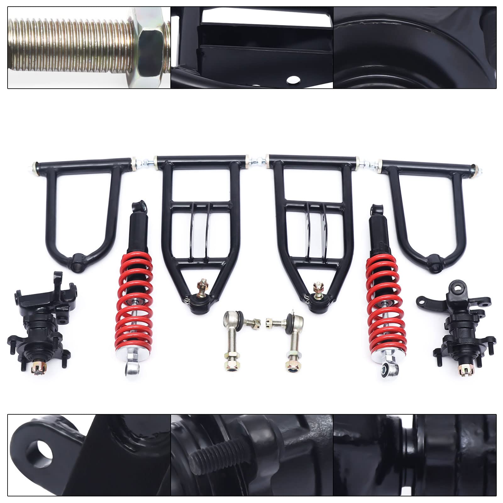 CHUNILLE Suspension Swing Arm Assembly Metal Suspension Swing Arm Upper/Lower Steering Knuckle Spindle Suspension+Shock For ATV