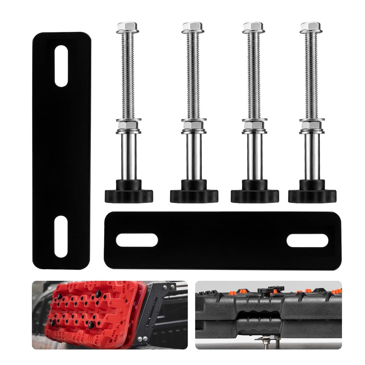 Fieryred Upgraded Traction Board Mount Pins, Anti-Rust Recovery Board Mounting Kit Fit For All 4.72'~6.69'(12~17Cm) Hole Spacing