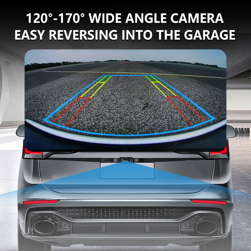 Back Up Camera For Cars With 8 Light,Hd Night Vision License Plate Backup Camera With 170 Wide Angle,Universal Rear View Camera