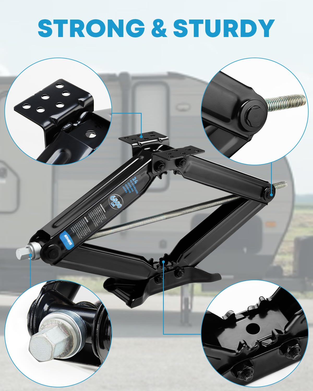 Kohree 6500Lbs Heavy Duty Rv Stabilizer Jacks 30 '', Leveling Scissor Jack For Large Travel Trailer Camper, With Crank Handle An