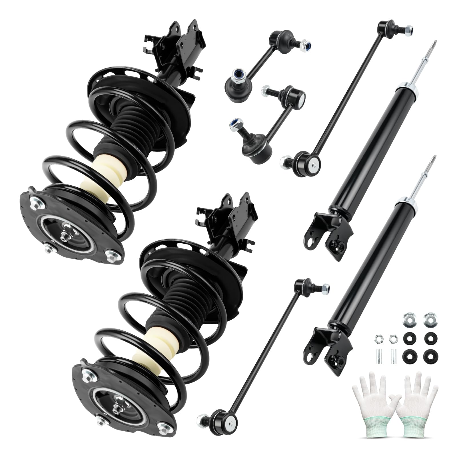KAX Complete Struts w/Coil Springs Replacement Strut Shocks Assembly 172604,172605,349139 for Nissan Maxima 2009-2014 Front+Rear