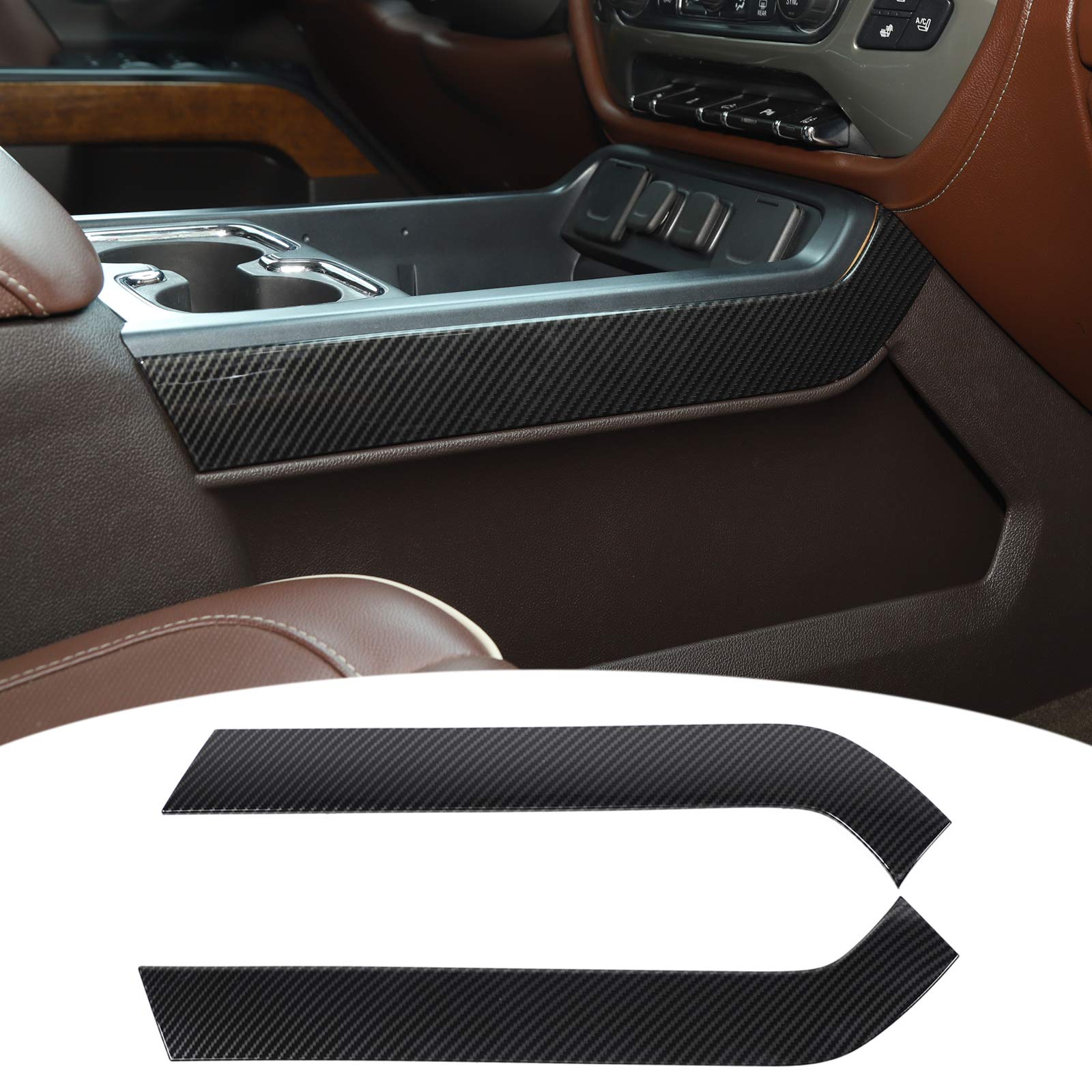 RT-TCZ for Silverado Center Console Organizer Tray Side Panel Trim Cover for Chevy Silverado GMC Sierra 2014-2018 Carbon Fiber I